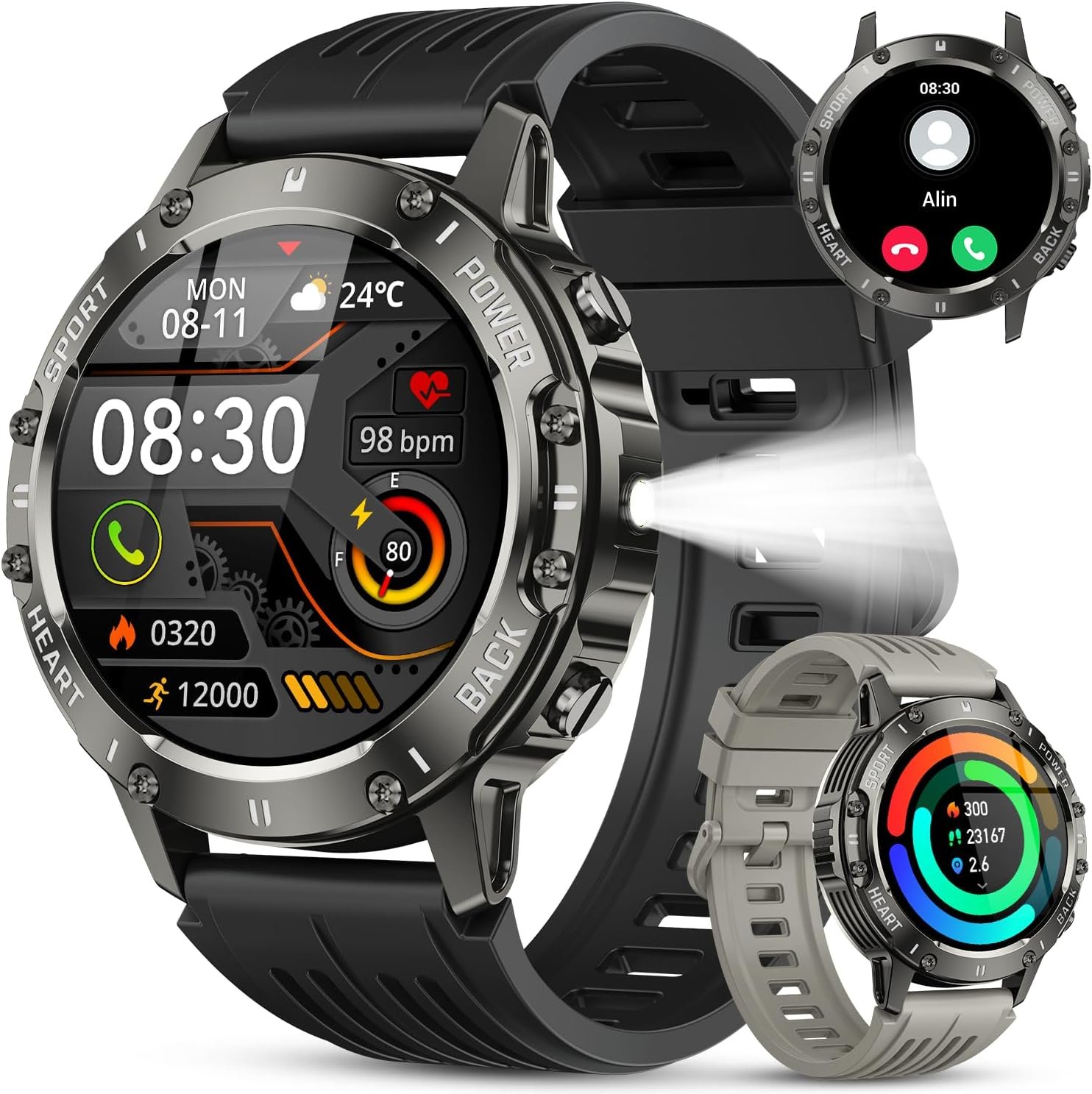 Smart Watch for Men Fitness Tracker: Smart Watches for Android Phones iPhone Bluetooth Waterproof Make Answer Call Digital Mens Watches Heart Rate Monitor Running Smartwatch Samsung Compatible
