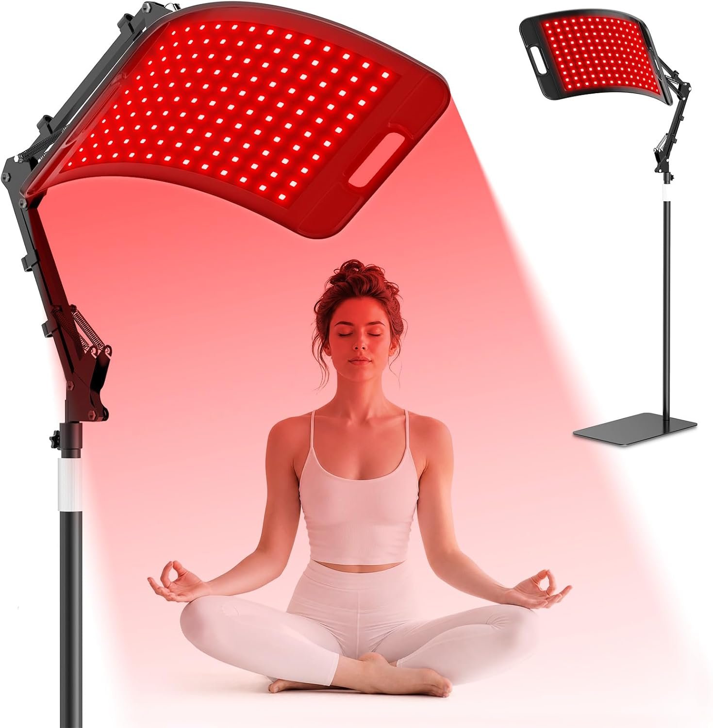 Red Light Therapy for Face and Body, Red Infrared Light Therapy Lamp with Stand, Tri-Wavelength 660nm 850nm 940nm Infrared Light Device with Large Panel, Protective Glasses, Idea Gift for Women Men