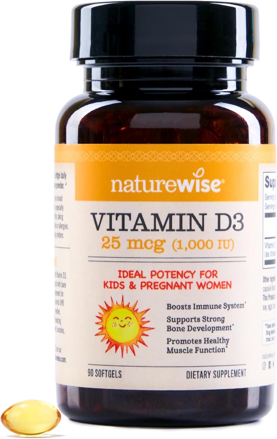 NatureWise Vitamin D3 1000iu (25 mcg) 90-Day Supply for Immune Support, Healthy Muscle Function, and Bone Health, Gluten Free in Organic Extra Virgin Olive Oil, (Mini Softgel), 90 Count