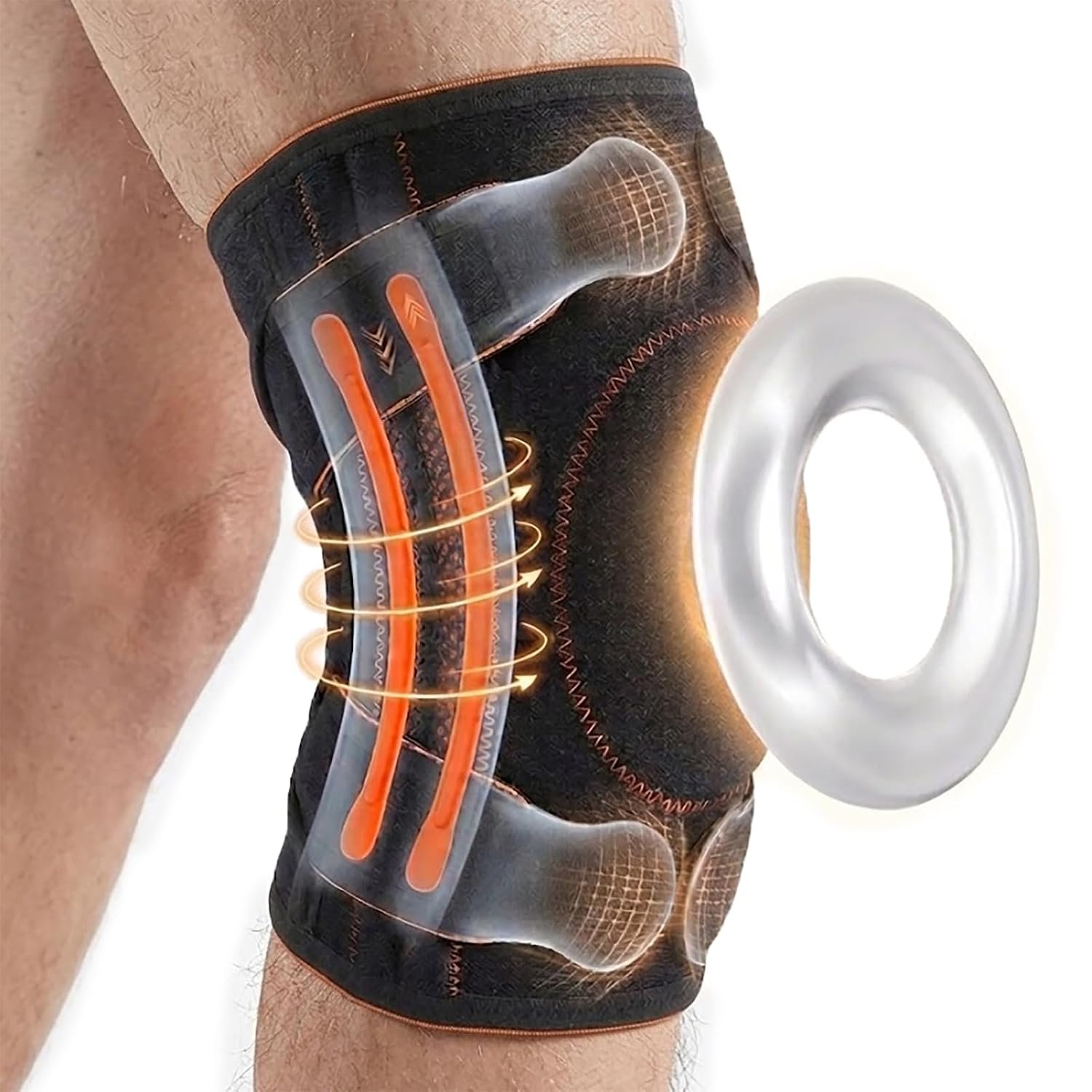 Elderly Hinged Knee Brace for Men, Arthritis Knee Braces with Gel Pads for Men, 4 Side Stabilizers for Household Tasks & Climbing Stairs, Easy-Wear & Non-Slip Design, 1 Pack (S)
