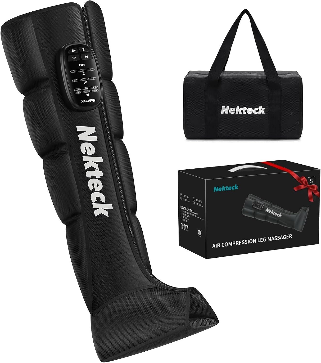 Nekteck Cordless Leg Massager for Circulation & Pain Relief, (1-Pack) Small | Sequential Compression Boots for Athletes, 6 Modes, 4 Intensities, 3 Timers, FSA Massage Tools for Mom, Dad, Athletes