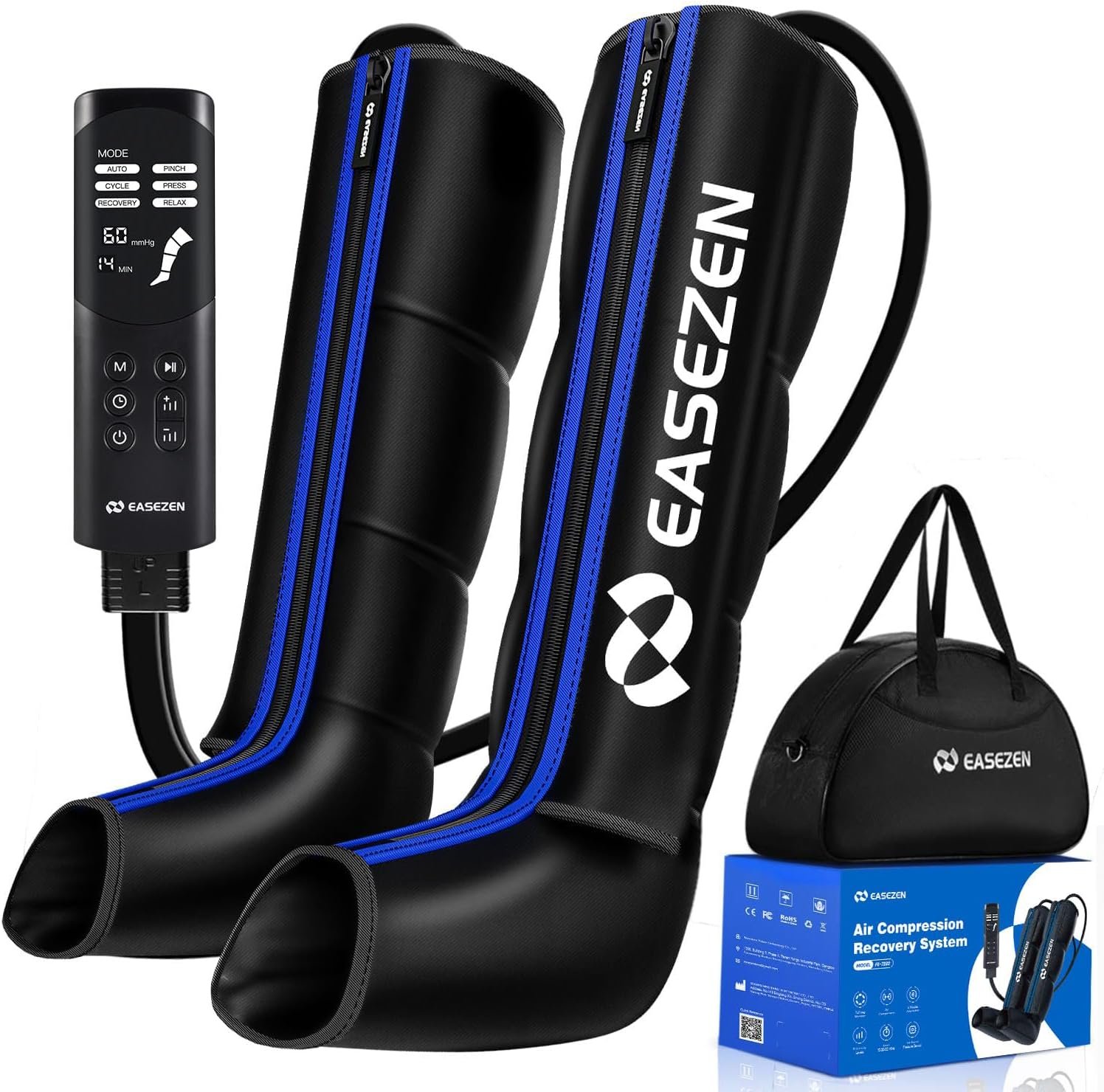 EaseZen Leg Compression Massager for Circulation & Muscle Pain Relief | Air Compression Leg Massager for Fast Recovery of Foot, Calf and Thigh,Edema & Muscle Fatigue Relief, Small Size