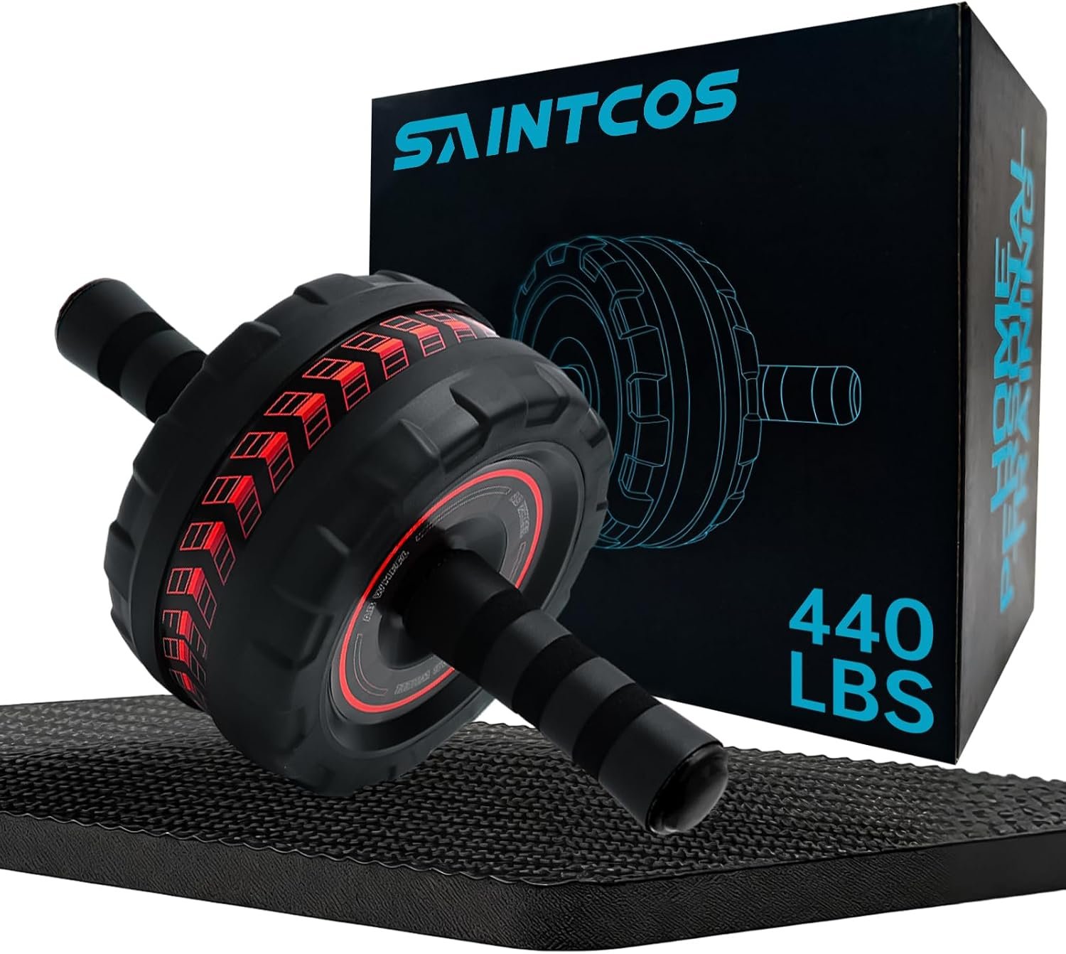 Ab Roller Wheel for Abs Workout – Core Strength Training Equipment for Home Gym with Knee Pad, Abdominal Exercise Wheel for Men and Women (Red)