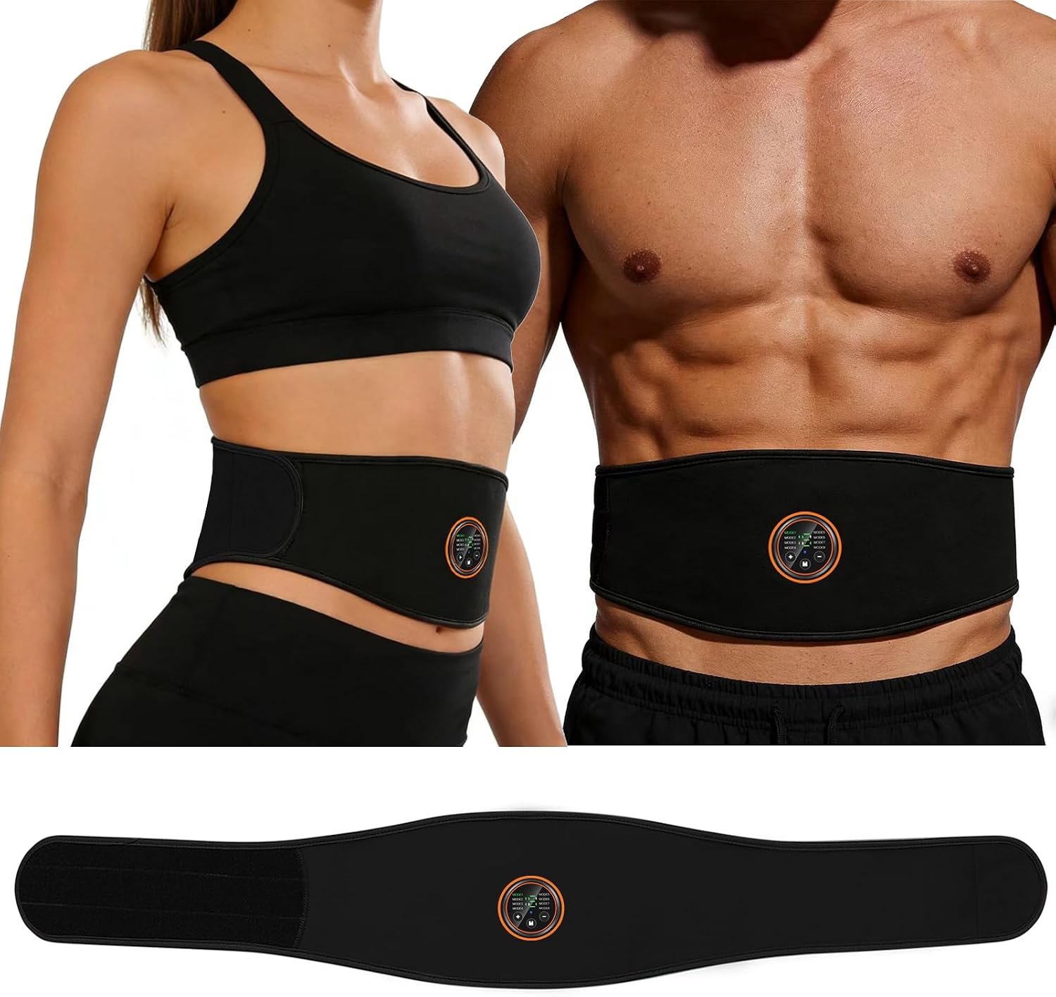 Electronic Muscle Stimulator, EMS Abs Stimulator Fitness Belt 8 Modes for Fat Burning & Muscle Toning, Rechargeable Fitness Strength Training Workout Equipment for Men and Women