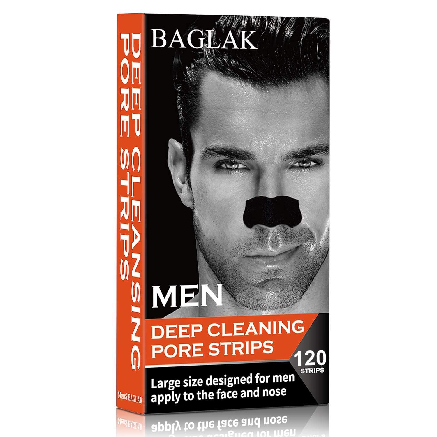 Men Blackhead Pore Strips – 120 Strips – Deep Cleansing – Face Nose Pores – Blackheads Removal – Large Size For Nose+Face