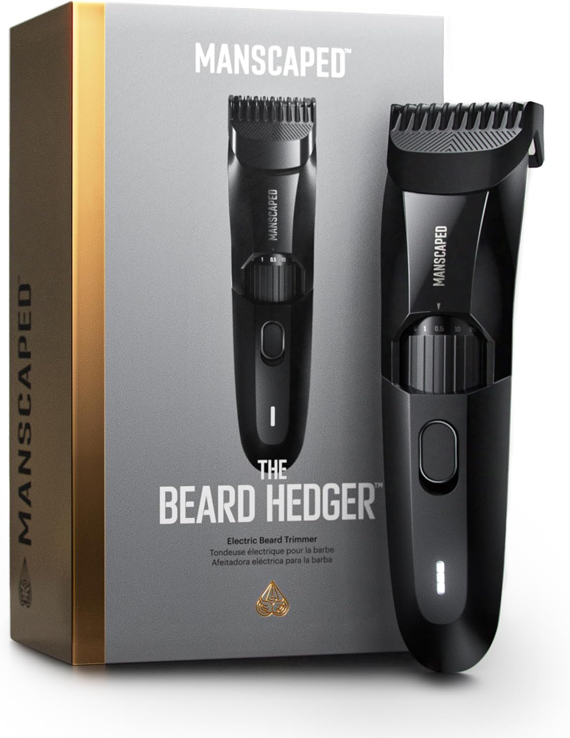MANSCAPED® The Beard Hedger® Men’s Premium Beard Trimmer, 20 Length Adjustable Blade Wheel, Stainless Steel T-Blade for Precision Facial Hair Trimming, Cordless Waterproof Wet/Dry Clipper