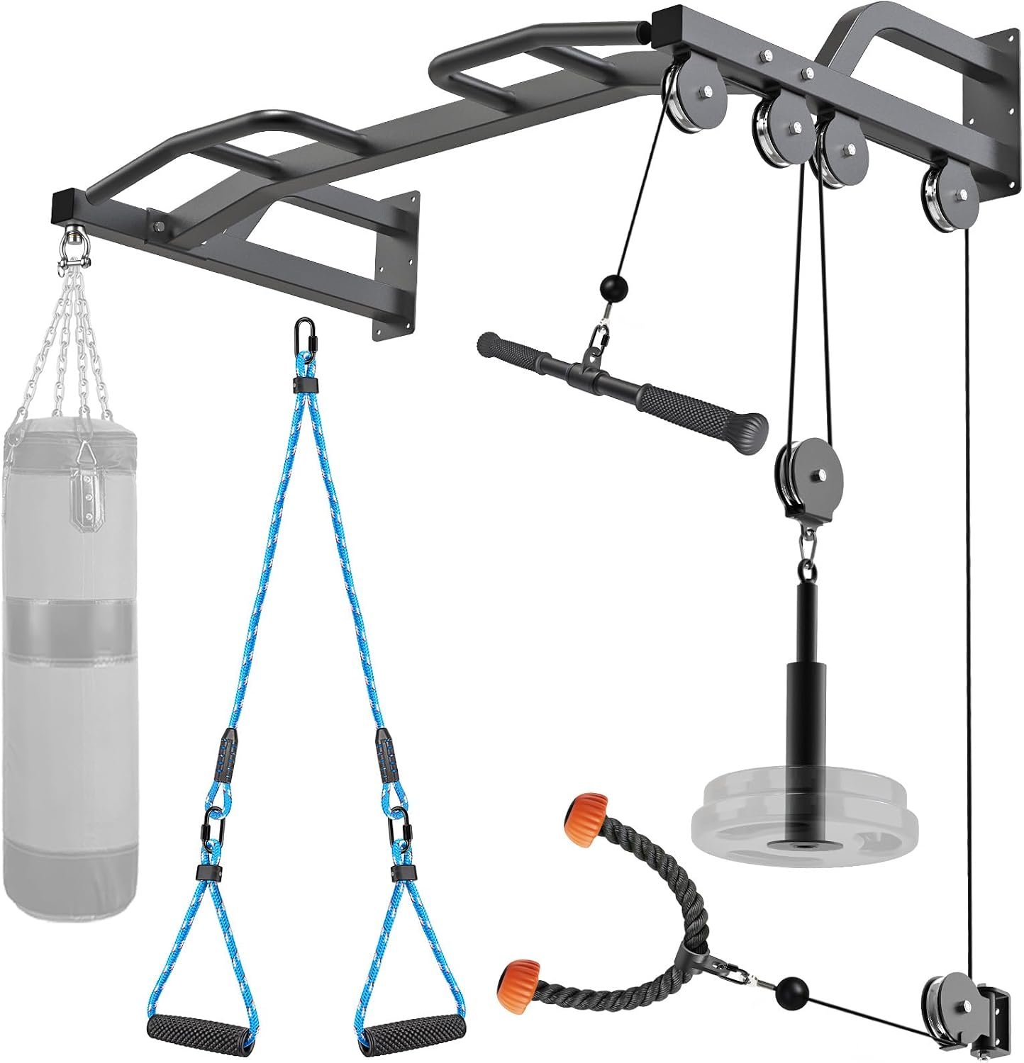Kipika 48″ Ceiling Mounted Pull Up Bar, Heavy Duty Multi-Grip Chin Up Bar,Mounted Pullup Bar, Adjustable Height, Pull Up Bands for Chin Ups & Body Stretching, Ideal for Home Gym and Strength Training