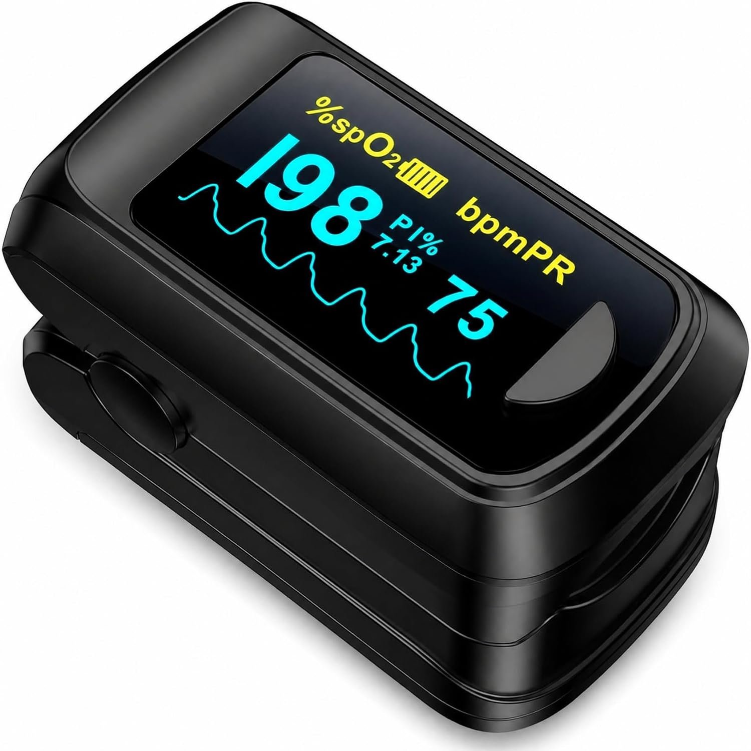 JKS50B Pulse Oximeter Fingertip – Blood Oxygen monitor Fingertip with Perfusion Index, Fast 5-8s Reading, Large OLED Display, SpO2 & Heart Rate monitor for Home, Sports, Travel (Includes Batteries & Lanyard)