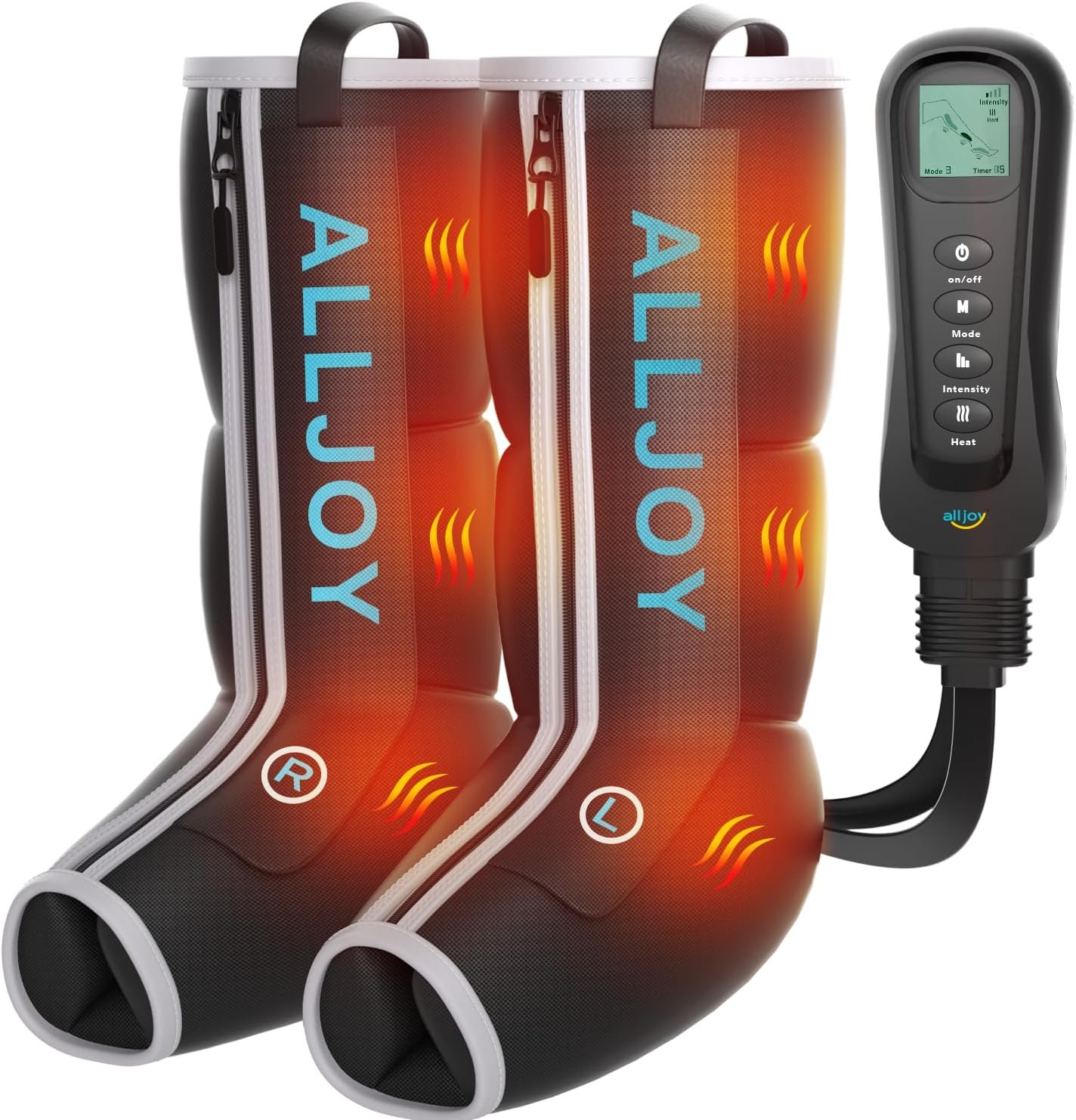 ALLJOY Leg Massager with Heat and Compression, Sequential Leg Compression Massager Boots with 2 Heat 4 Mode 4 Intensity, Leg Massager for Circulation and Pain Relief FSA