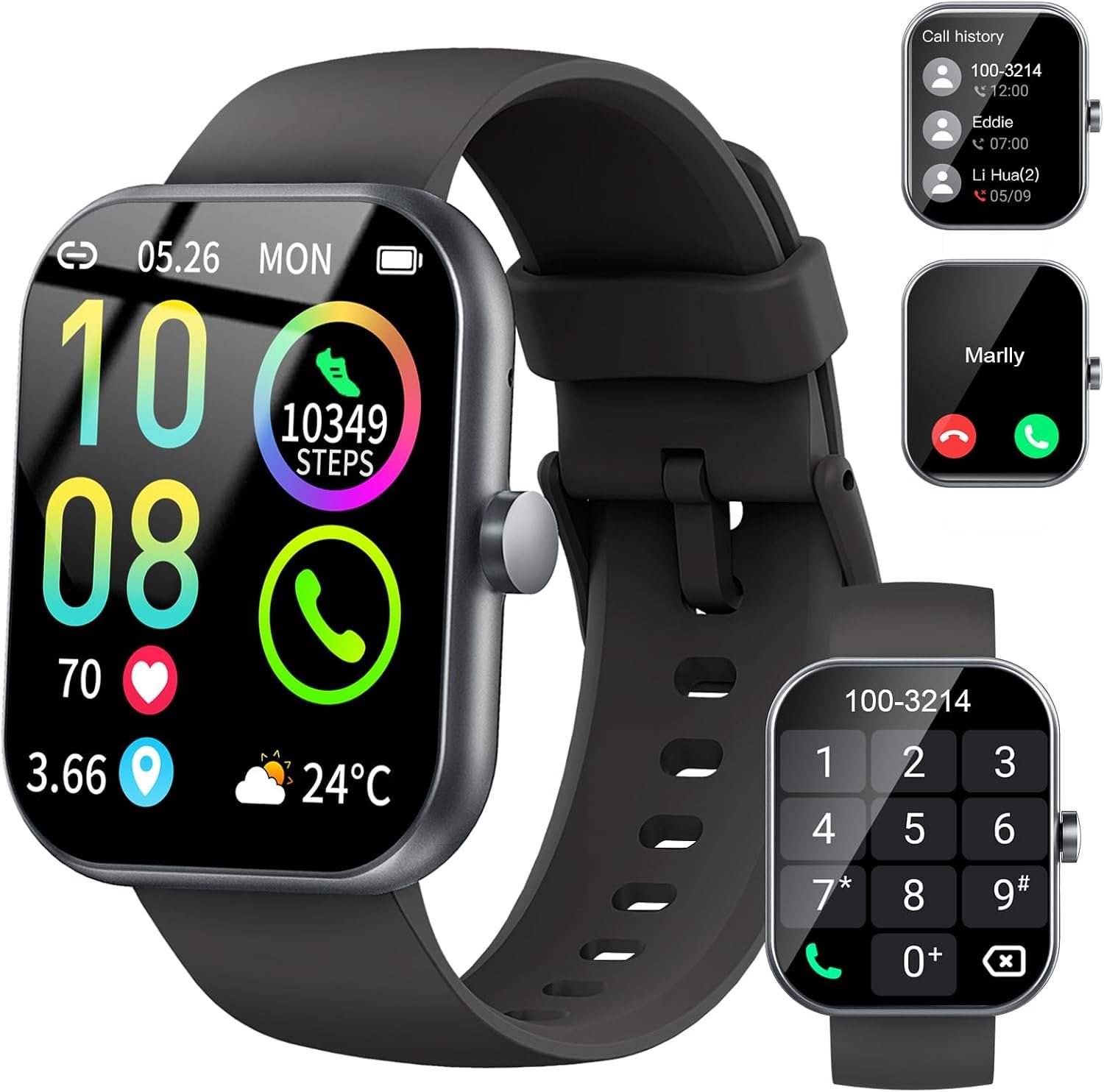 Smart Watch (Answer/Make Calls), 1.96″ HD Smartatch for Men Women , 113+ Sport Modes, Fitness Tracker with Heart Rate/Sleep Monitor/Pedometer/Calories, IP68 Waterproof Running Watch for Android iOS