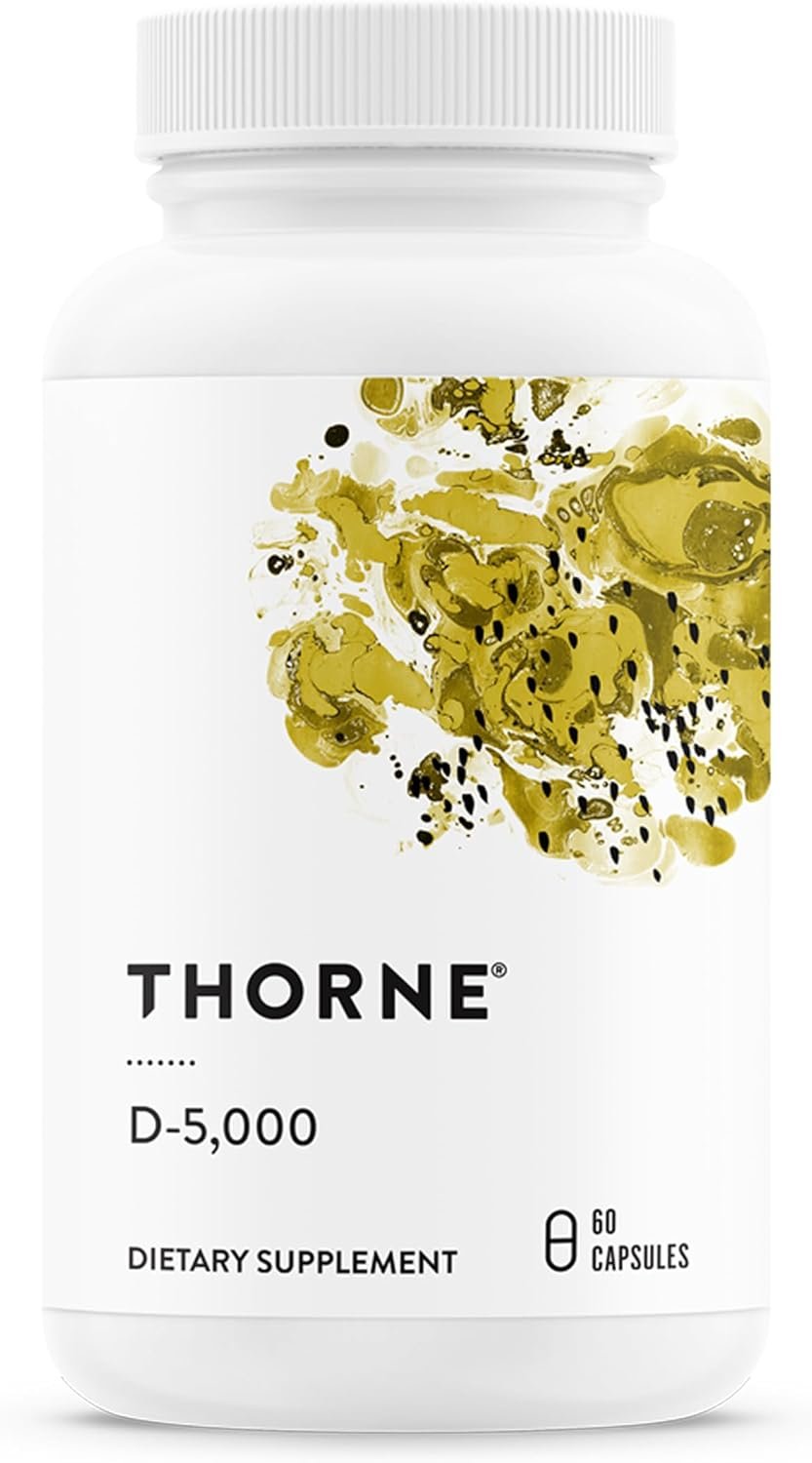 THORNE – Vitamin D-5,000 – Vitamin D3 Supplement – Supports Healthy Bones, Teeth & Muscles, Plus Cardiovascular & Immune Function* – NSF Certified for Sport – Gluten, Dairy & Soy-Free – 60 Capsules