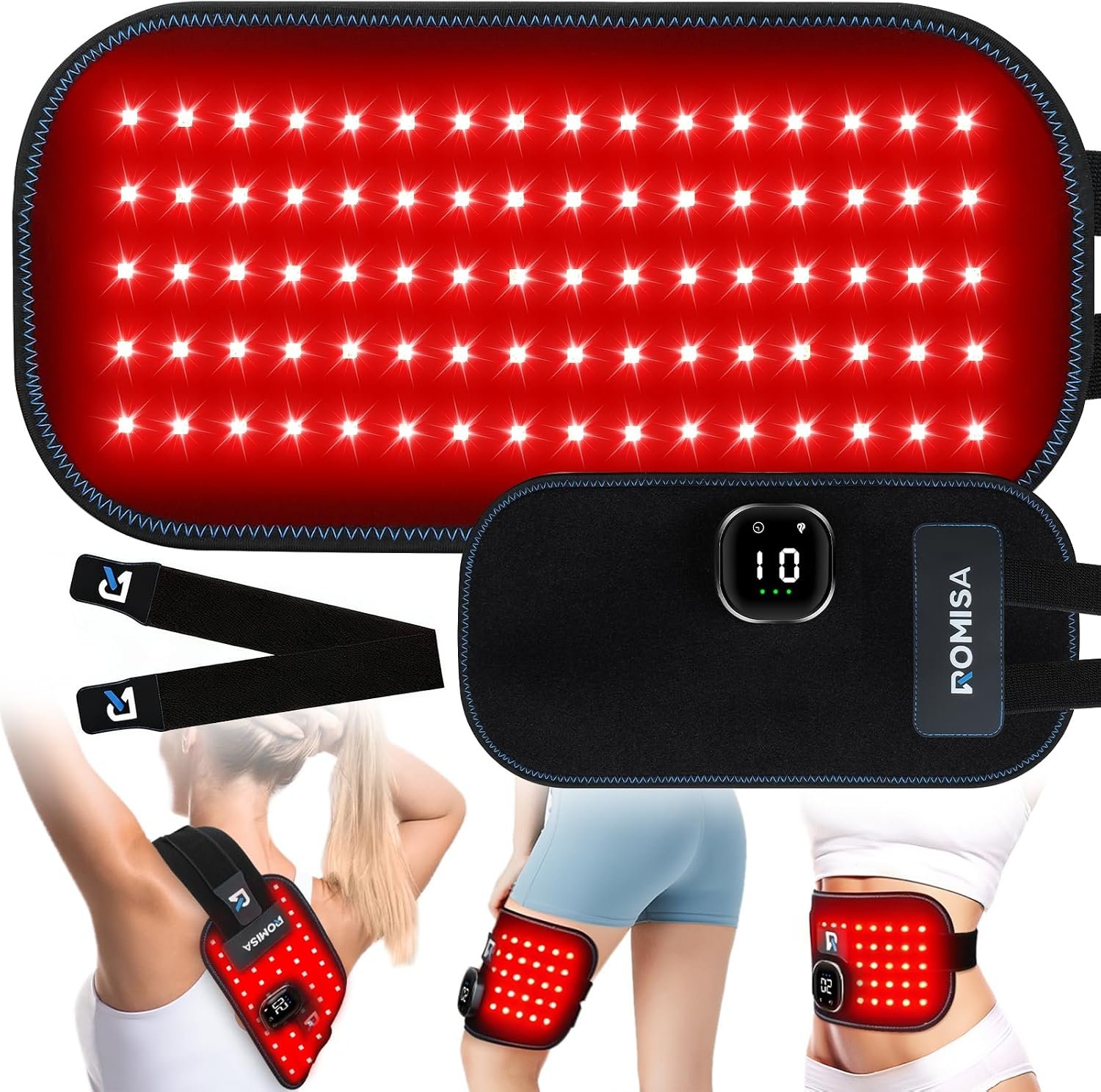 Red Light Therapy for Body, 3000mAh Cordless Infrared Light Therapy Pad, 240 Beads Portable 10Hz & 5 Modes 660nm 850nm Heating Light Therapy Wrap Belt for Back Knee Leg Hands Feet Women Men
