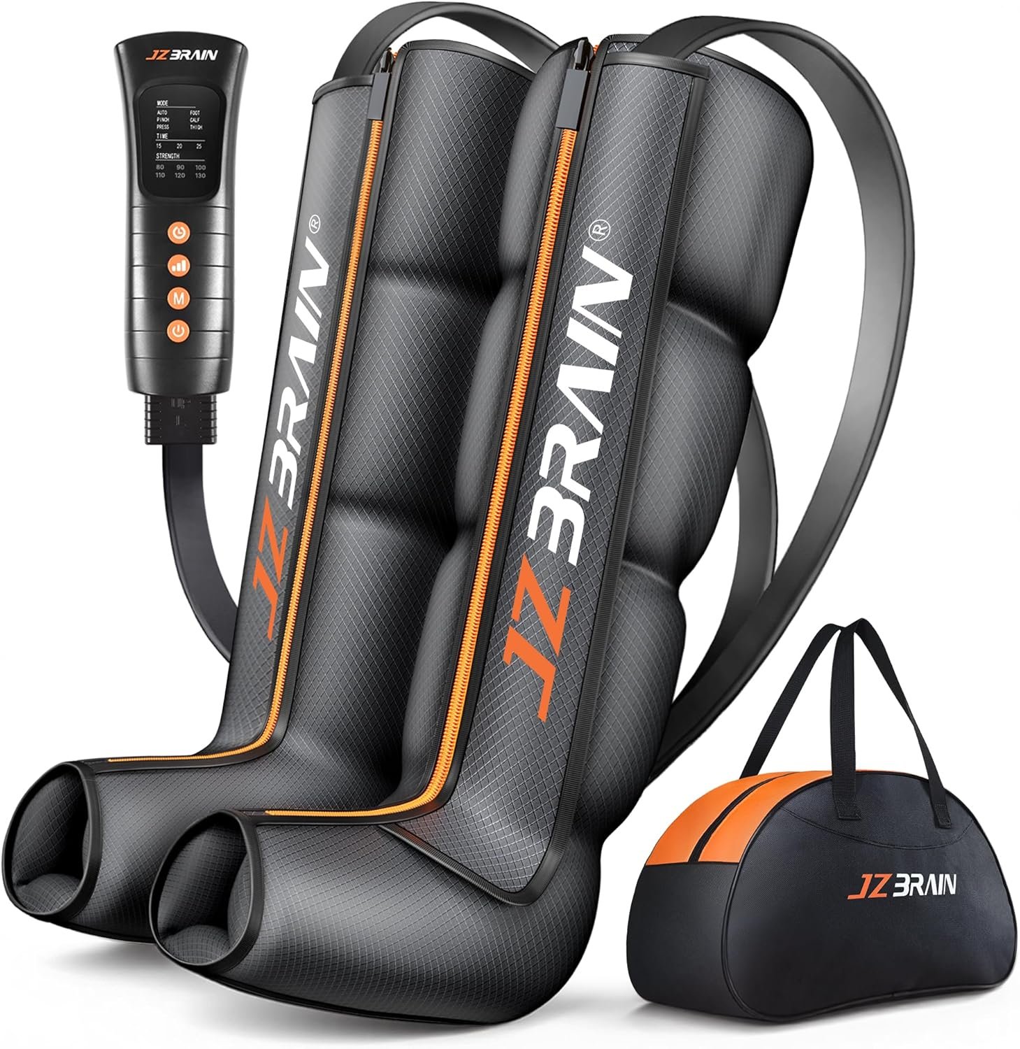 JZBRAIN Compression Boots, Full Leg Compression Massager for Circulation | A Sequential Recovery System for Fatigue Relief, 6 Intensity, 6 Modes, 3 Timers for Athletes, Runners, Gym, Medium