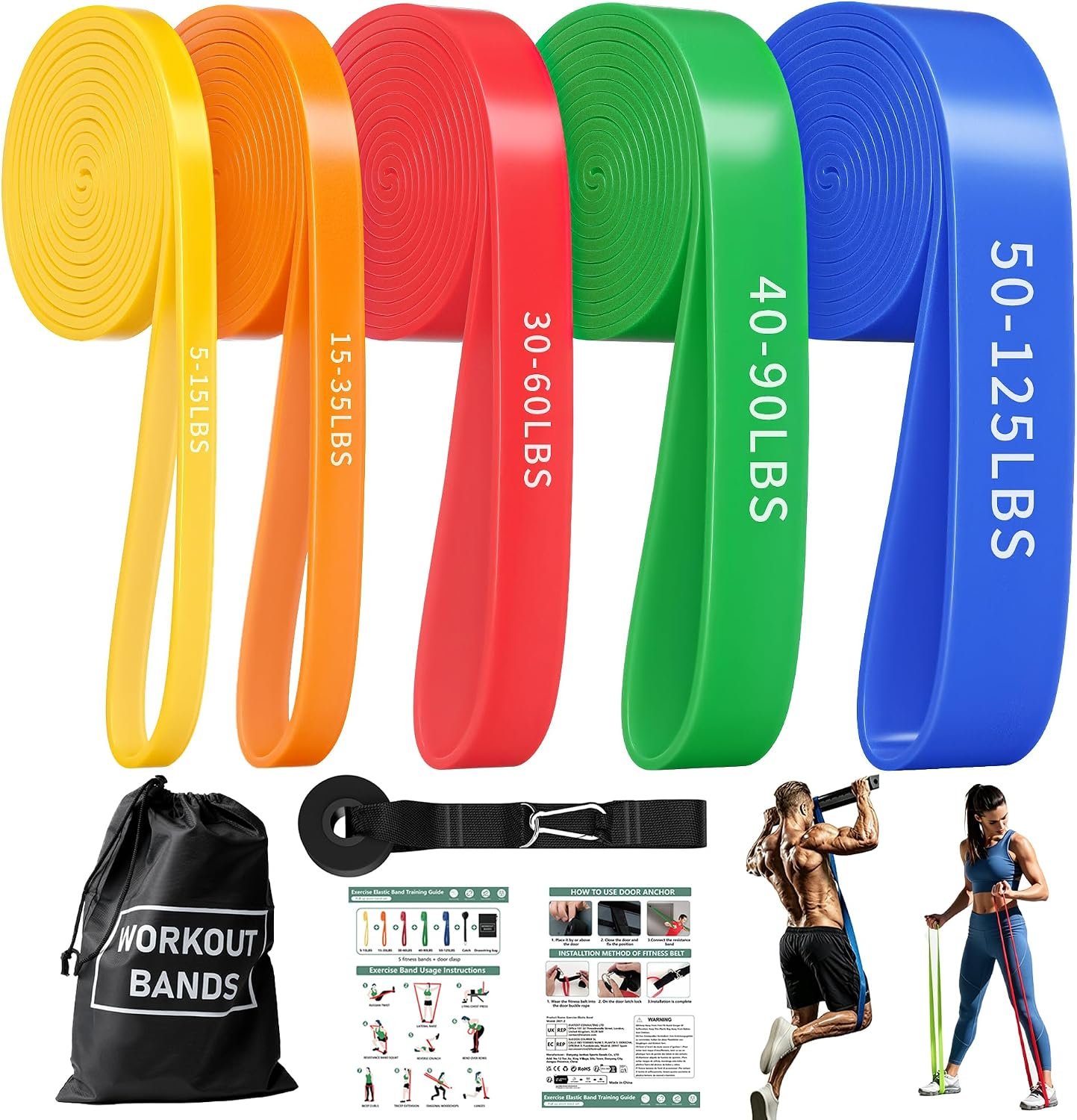 Exercise Bands, Resistance Bands for Working Out, Workout Bands, Pull up Assist Bands, Stretch Bands for Exercise at Home/Gym -Afu