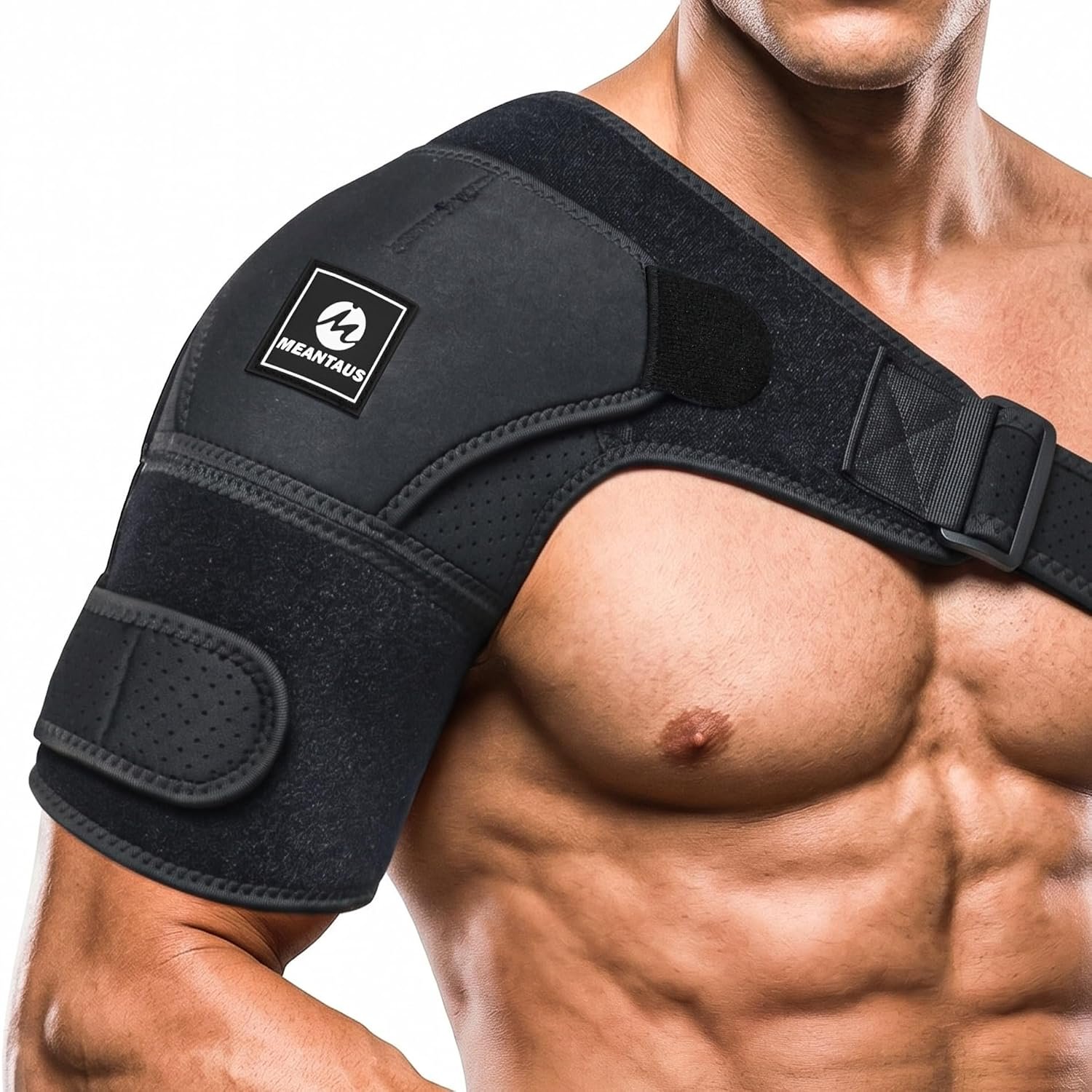 Shoulder Brace – Comfortable Adjustable Support for Pain Relief & Recovery | Rotator Cuff Compression Sleeve Stabilizer for Sports, Gym & Injury Rehab | Fits Left/Right Shoulder, Men & Women (S)