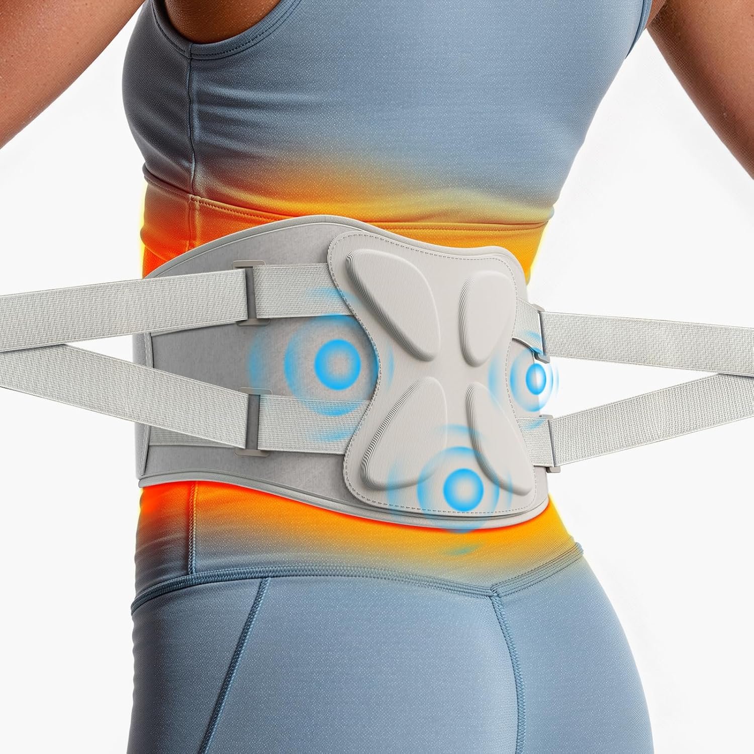Portable Heating Pad for Back Pain Relief, Birthday Gifts for Men Women, FSA Eligible HSA Lower Back Massager with Heat, Cordless Wearable Brace with Extension Strap & Rechargeable Built-in Battery