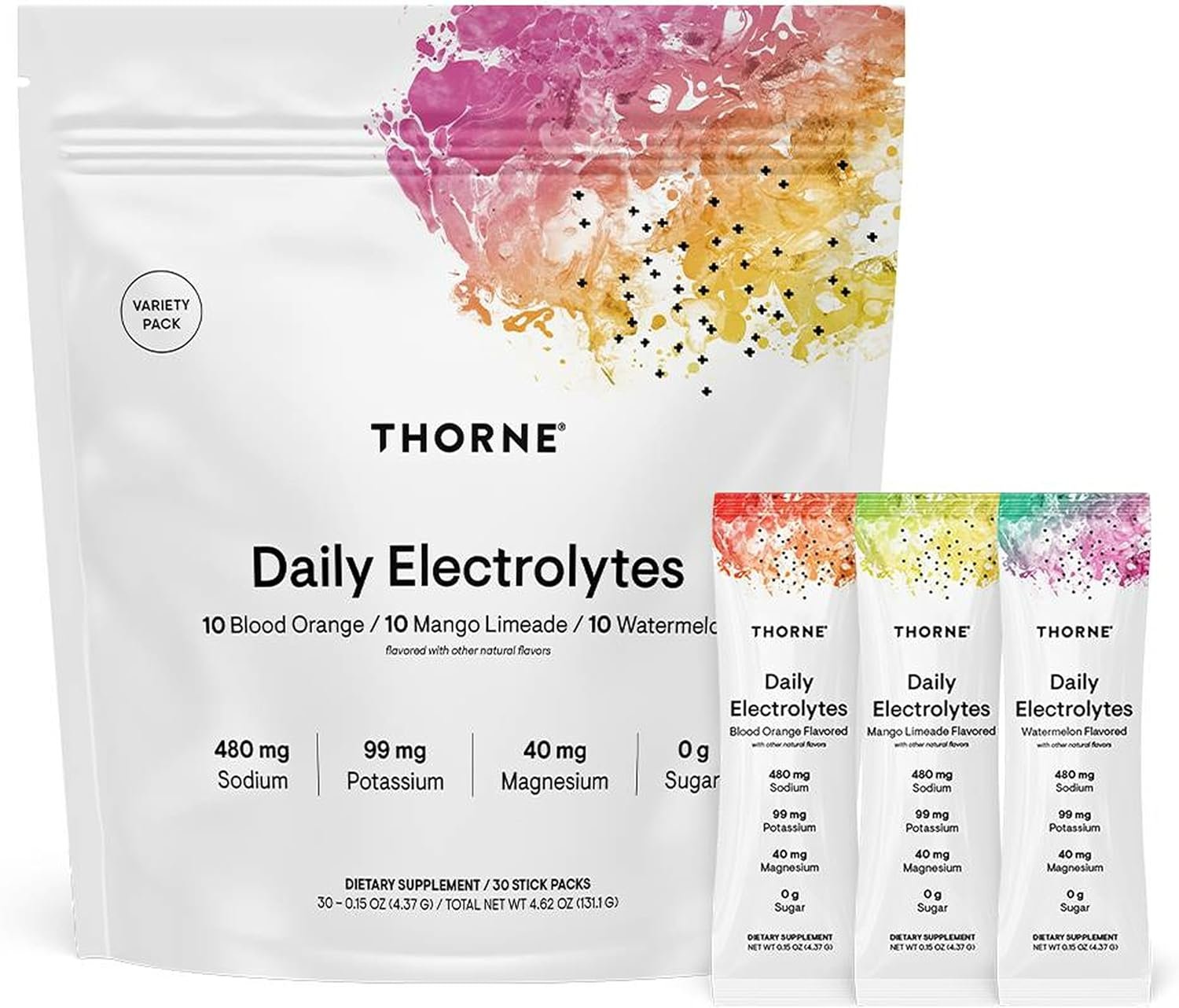 THORNE Daily Electrolytes, Electrolyte Powder Drink Mix, 30 Stick Packs