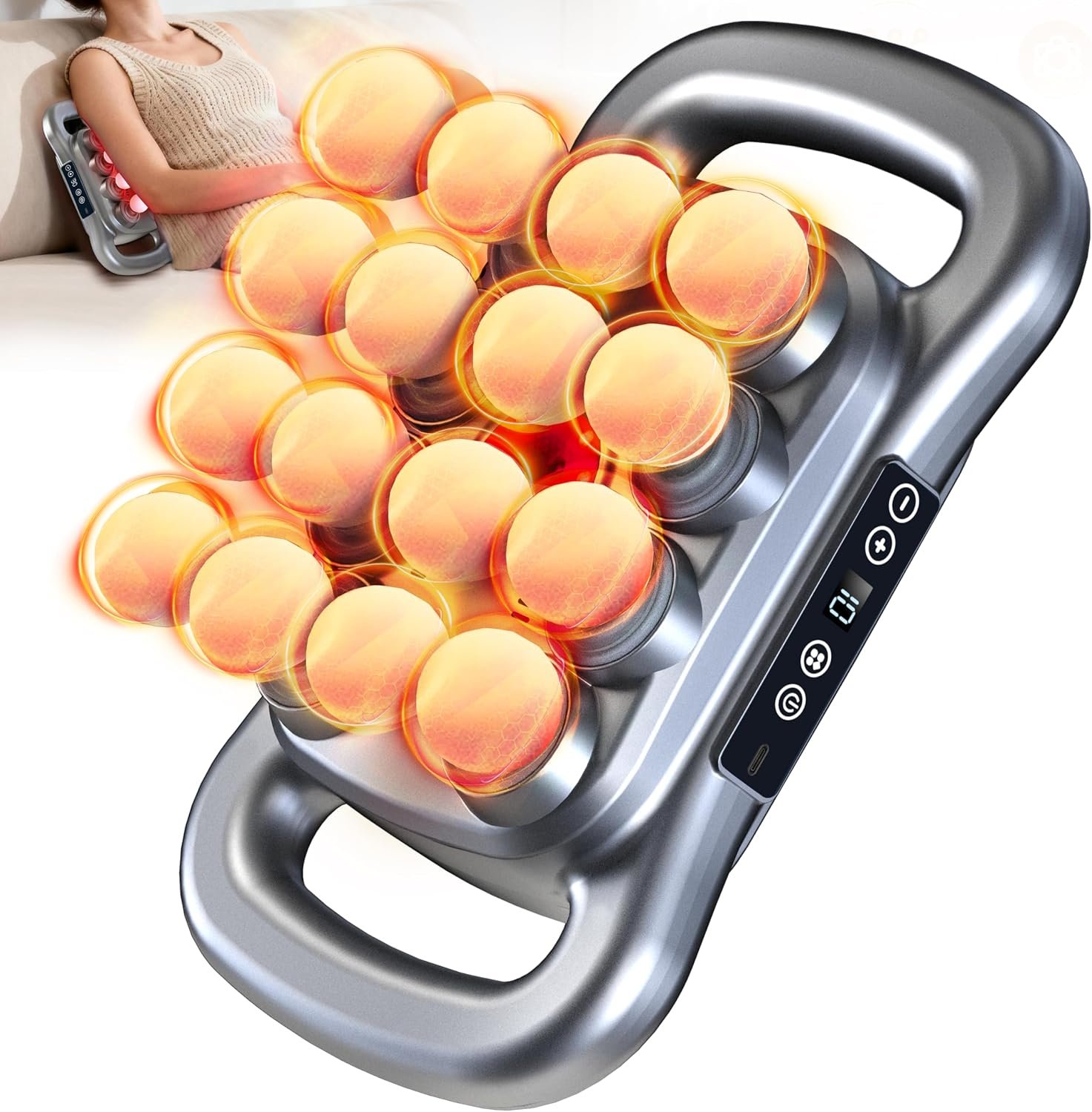 16 Head Massage Gun Deep Tissue – 2026 Upgrade Back Muscle Massager | Adjustable 9 Modes & 9 Levels, Quiet Percussion Massager for Legs, Waist, Back, Buttocks Muscles Pain Relief (Gray)