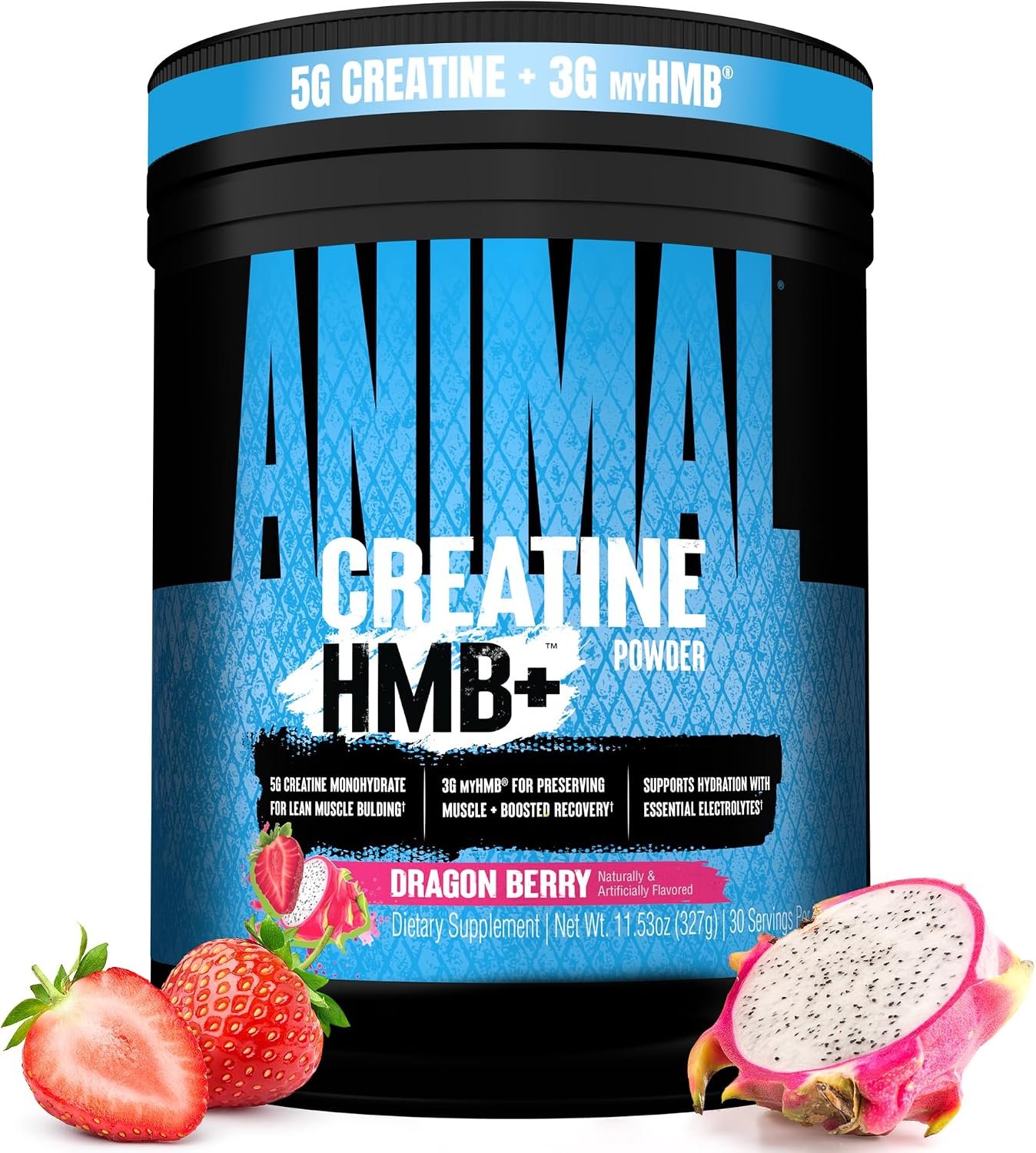 Animal Creatine HMB Powder – 3g myHMB + 5g Creatine with Electrolytes for Recovery & Daily Energy – Dragon Berry Flavor, 30 Servings