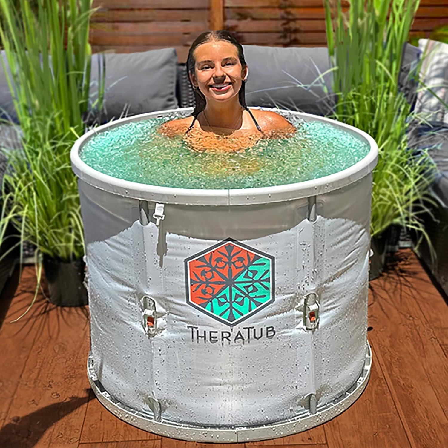 TheraTub Cold Plunge Tub – XL Foldable Ice Bath Tub, 32x32x28in, 390lb Capacity, Easy Install & Drain, Modern Design, Portable & Durable Cold Plunge, Perfect for Athletes, Easy to Clean & Store