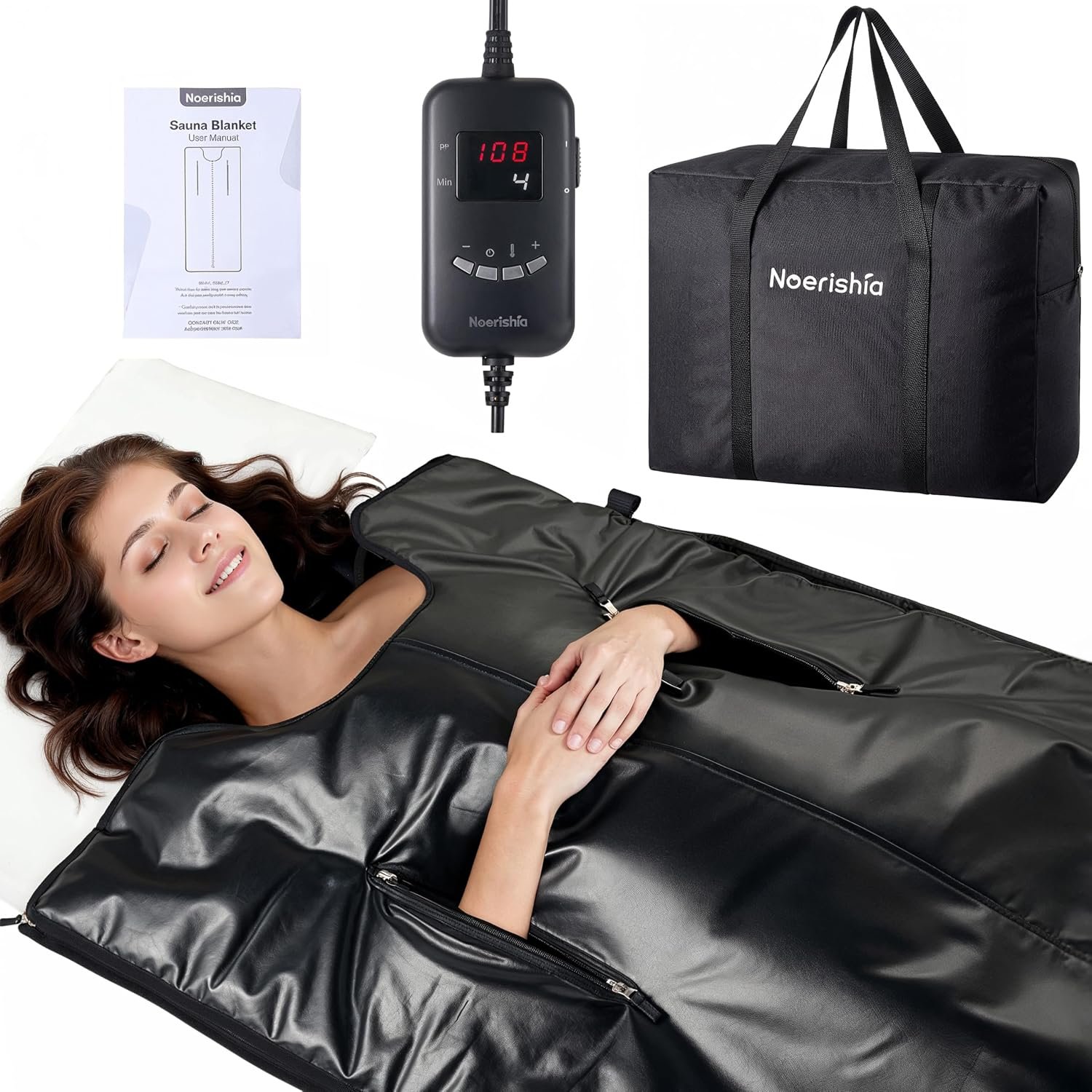 Infrared Sauna Blanket for Home, Infrared Deep Heating for Detox & Pain Relief, Portable Full Body Heat Therapy Wrap with Timer and Temp Control, 85-158°F, Machine Washable, Relaxation Gifts for Women