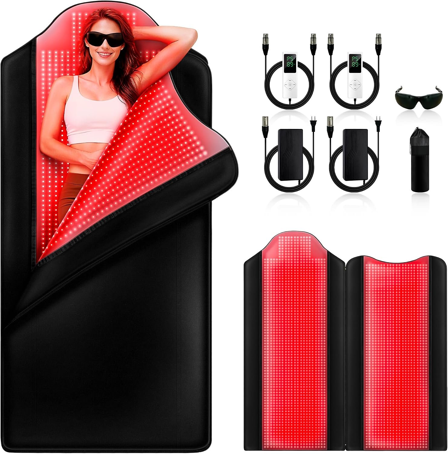 2026 New Dual Full Body Red Light Therapy Mat 2570 LEDs Red Light Blanket | 74” x 34” Whole Red Light Therapy For Body, 660&850nm Infrared Light Blanket, 3 Modes, 5 Intensity Levels