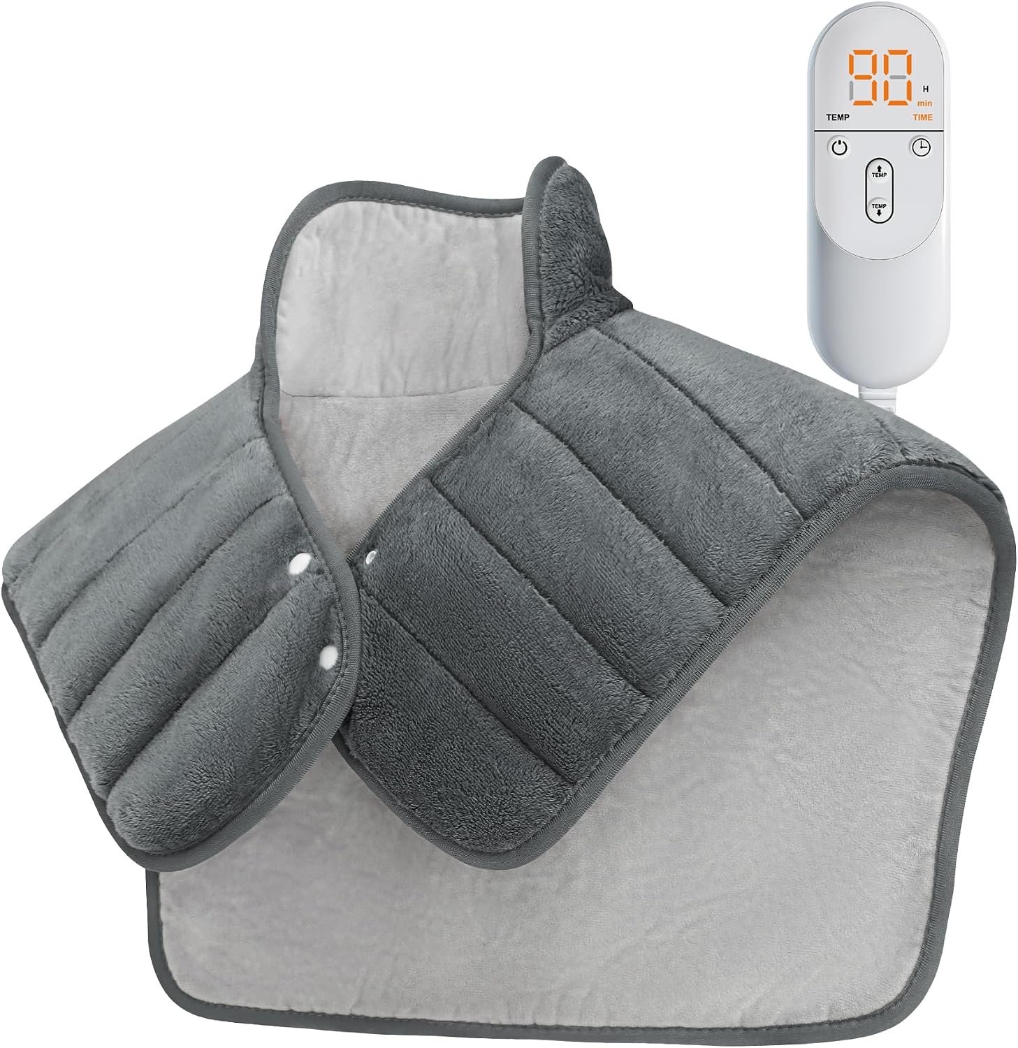 Heating Pad for Neck and Shoulders and Back Weighted,24x23In,Silver Grey | Electric Heated Wrap for Daily Relaxation, 6 Heat Settings, 4 Auto-Off Timers, Large Heat Pad for Women Men,Birthday Gift