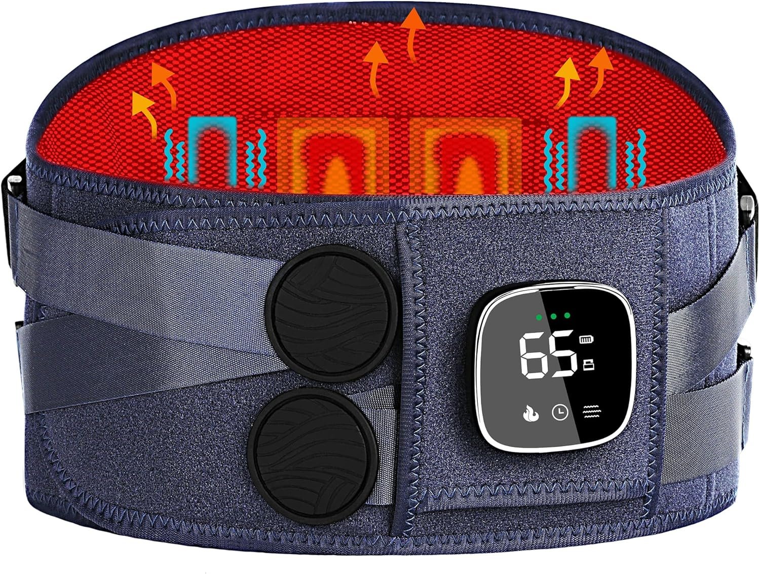 Cordless Heating Pad for Back Pain Relief with Massager, Wearable Portable Back Heating Pad with 3 Heat, 5 Vibration, Timer, Rechargeable Back Brace 47-60″, 3 Ways to Power, Gift for Mom Women Men
