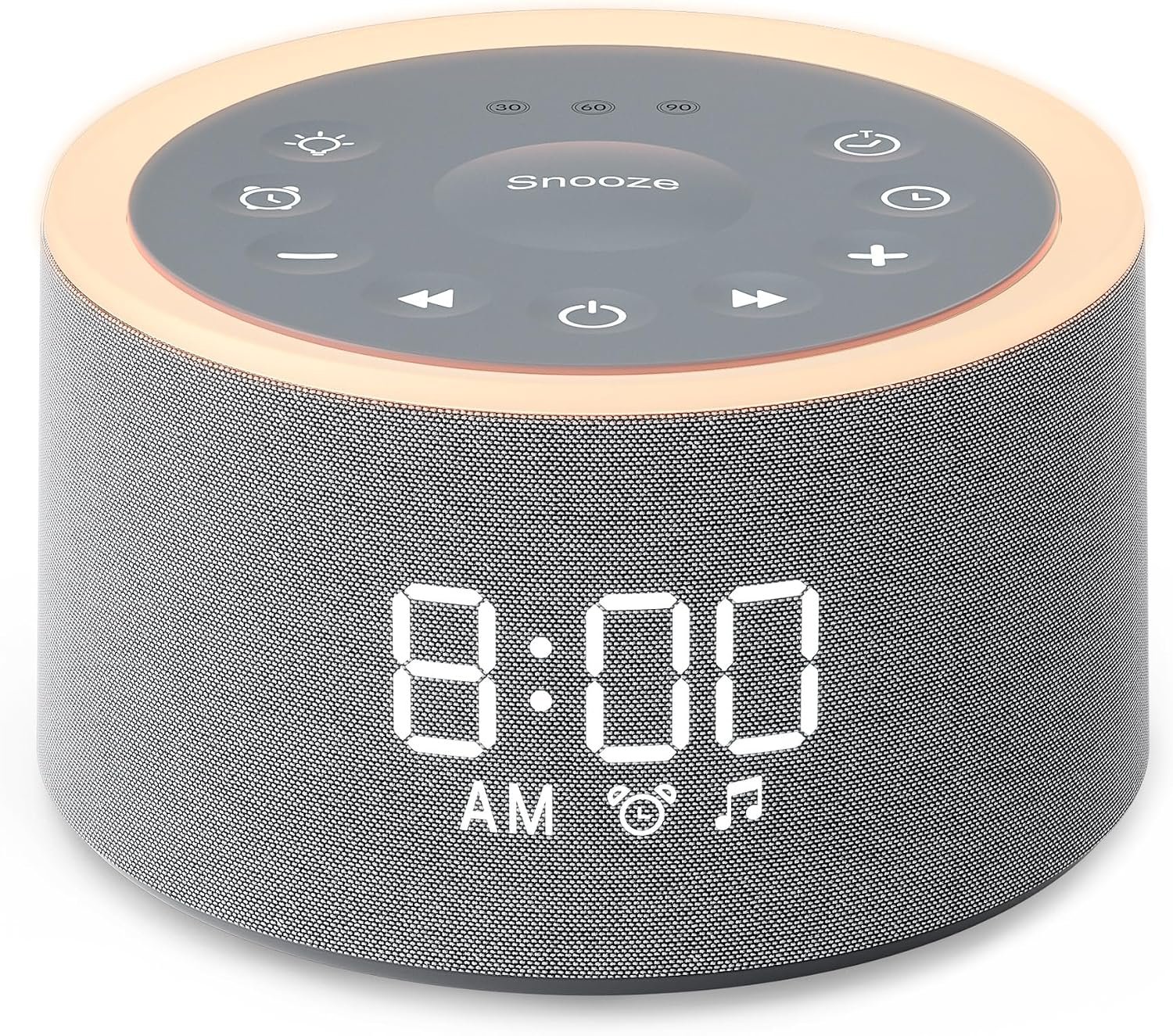 Dreamegg D1+ Sound Machine Alarm Clock, 29 Soothing Sounds with Night Light | Sound Machine for Sleep, White Noise Machine, 0-100% Dimmable, White Noise Alarm Clock for Bedrooms Adults Baby, Grey
