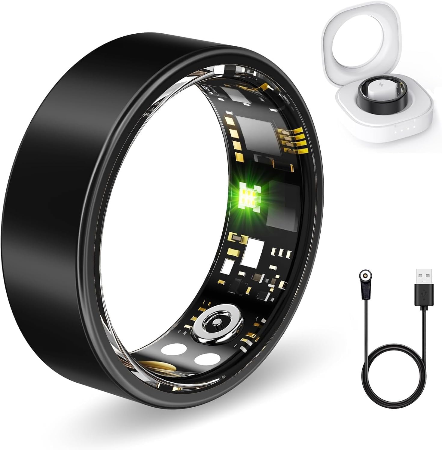 Smart Rings for Women Men, Fitness Ring with Heart Rate, Blood Oxygen, HRV, Stress, Sleep Tracker, Step Tracker, No Subscription Fee, lP68 Waterproof Smart Ring for iPhone & Android (Black 13#)