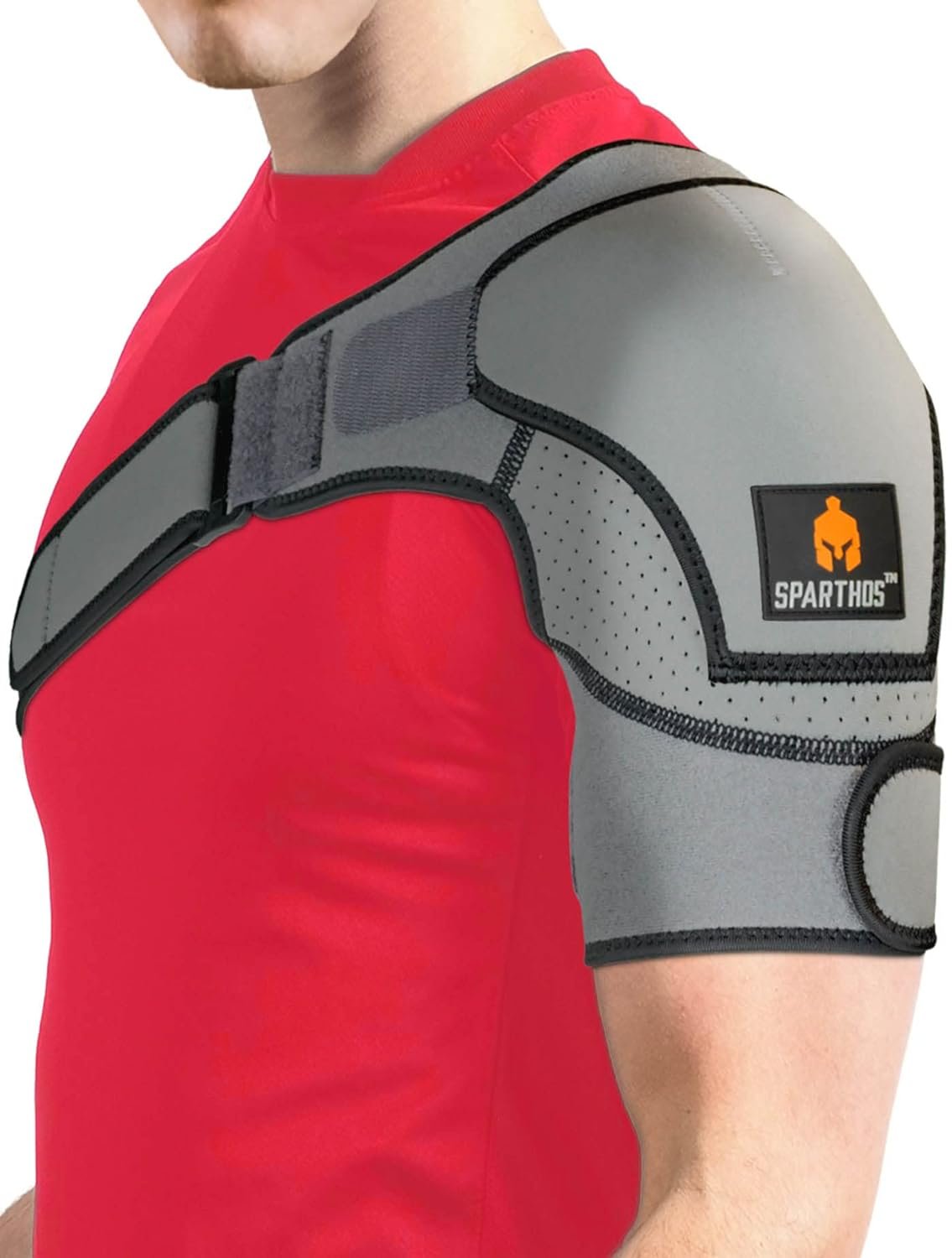 Sparthos Rotator Cuff Shoulder Brace for Women & Men – Support – Gray-XXL | Compression Sleeve, Pain Relief, Adjustable Strap, Fits Left or Right Arm, AC Joint, Labrum Tear, Dislocation, for Sleeping
