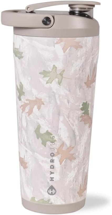 HydroJug Insulated Protein Shaker Bottle 24 oz, Silent Mixing, Camo