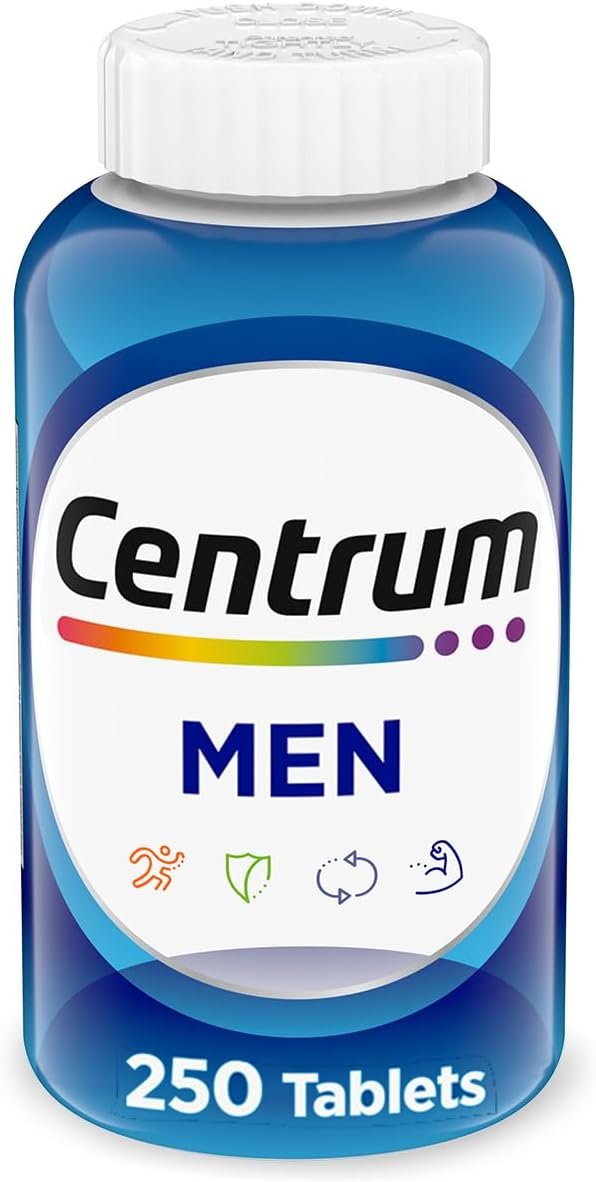 Centrum Multivitamin for Men, Multivitamin/Multimineral Supplement with Vitamin D3, B Vitamins and Antioxidants, Gluten Free, Non-GMO Ingredients – 250 Count | Contains Vitamin D3, B Vitamins and Antioxidants, Gluten Free, Non-GMO Ingredients, GLP-1 Support