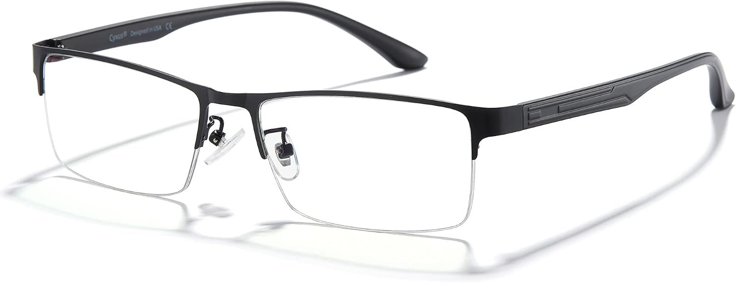 Cyxus Blue Light Blocking Glasses Men Women, Semi Rim TR90 Frame 8001 | Half frame design with blue light filtering lenses, providing lightweight comfort for work, study and extended screen use
