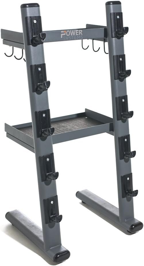 Power Systems Black Chrome Cable Attachment Storage Rack Heavy Duty Gym Organizer for Bars and Accessories, Mobile Rack for Home Gym, Fitness Studio and Commercial Equipment Storage