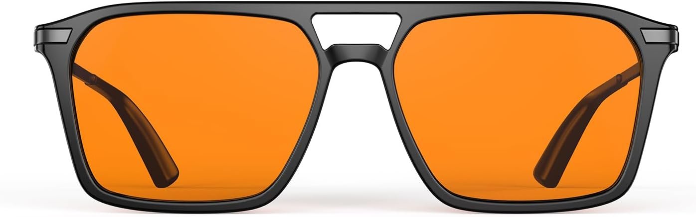 Goiteia Orange Blue Light Blocking Glasses,Easier Sleep, Migraine Relief | Retro 70s Blue Light Glasses for Men Women,UV400 Protection, Lightweight, With Dual AR Coatings