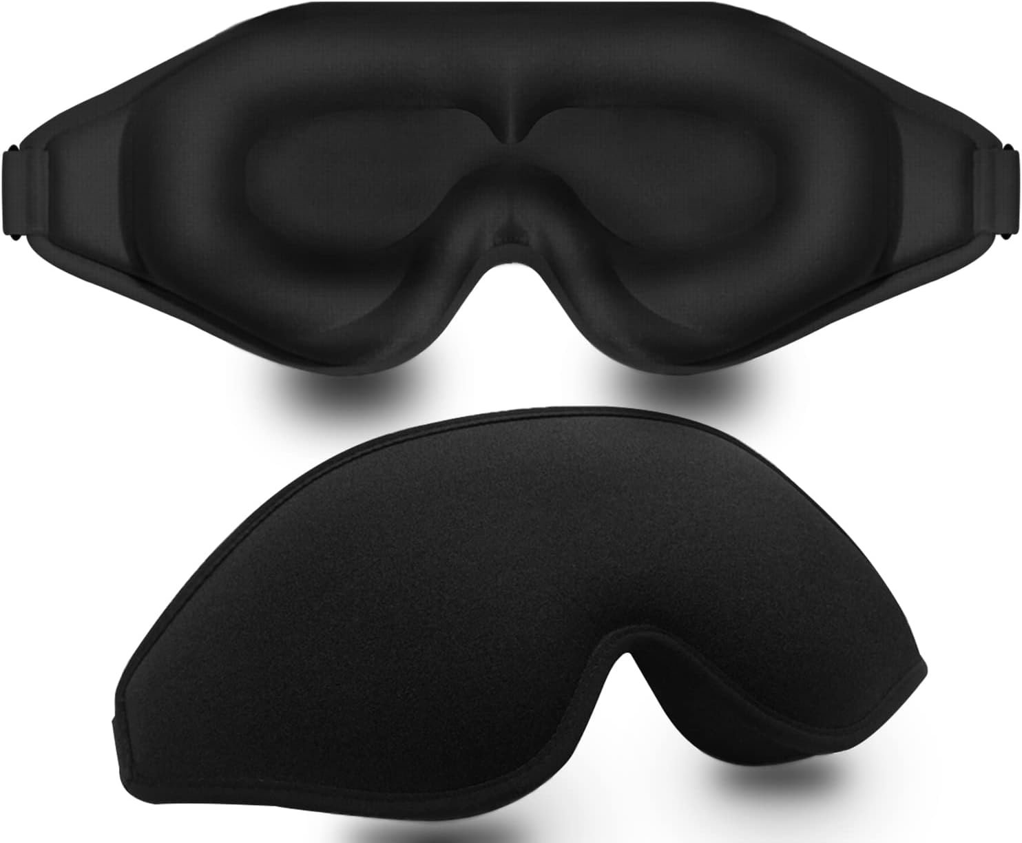 FengXinZi Sleep Mask for Side Sleeper, Blackout Eye Mask for Women Men | Sleeping Masks, 3D Contoured, Breathable, Zero Eye Pressure, Eyelash Friendly, Adjustable Strap, for Travel ((Black)