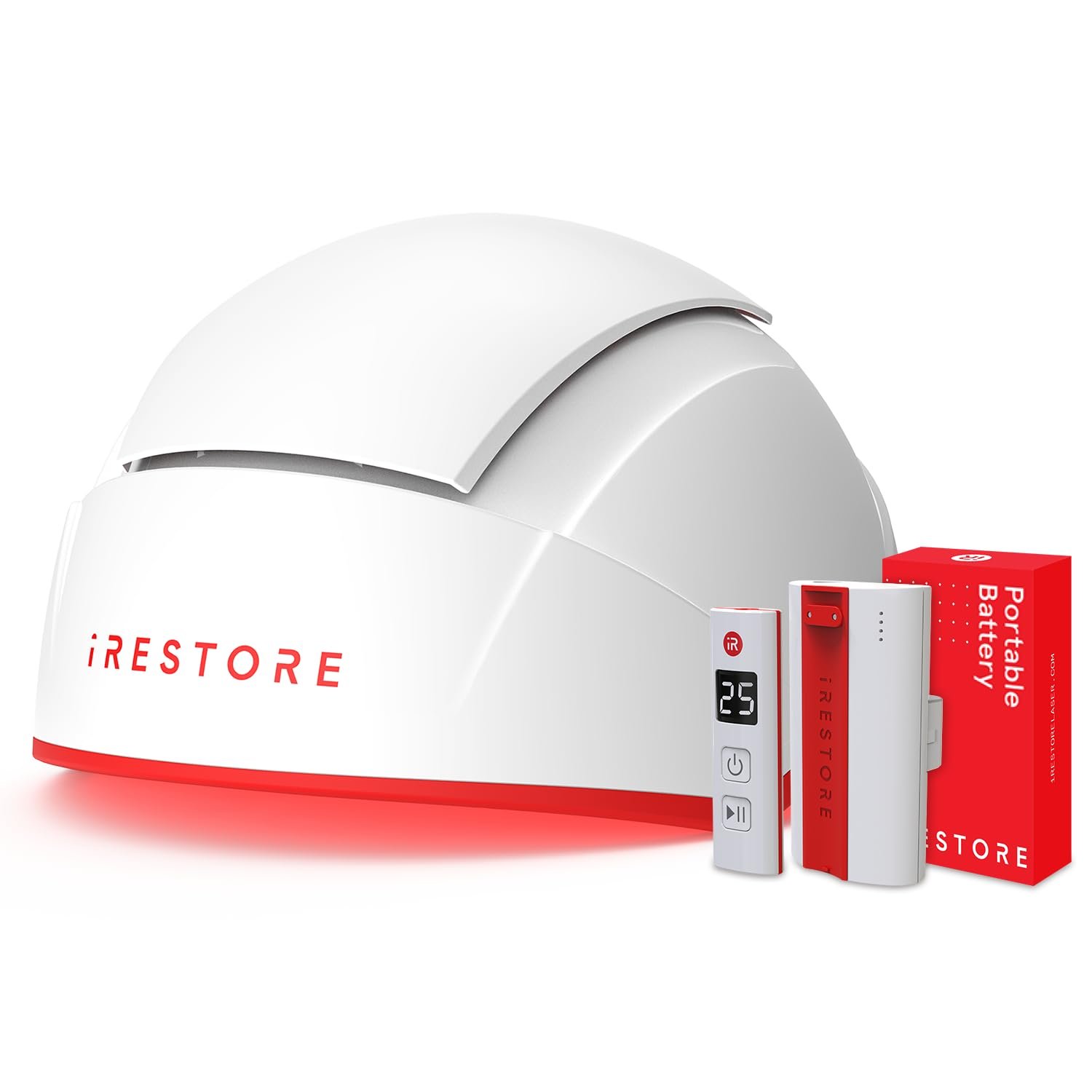 iRestore Professional + Rechargeable Battery Pack – Laser Red Light Therapy for Hair Growth – FDA Cleared Hair Loss, Thinning Treatment for Men & Women – Hair Regrowth Cap – 282 Lasers & LEDs
