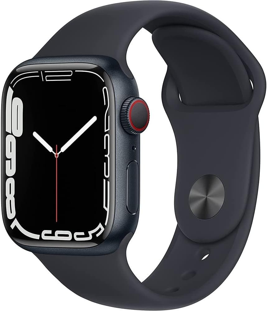 Apple Watch Series 7 GPS + Cellular, 45mm Midnight Aluminum Case with Midnight Sport Band – Regular (Renewed)