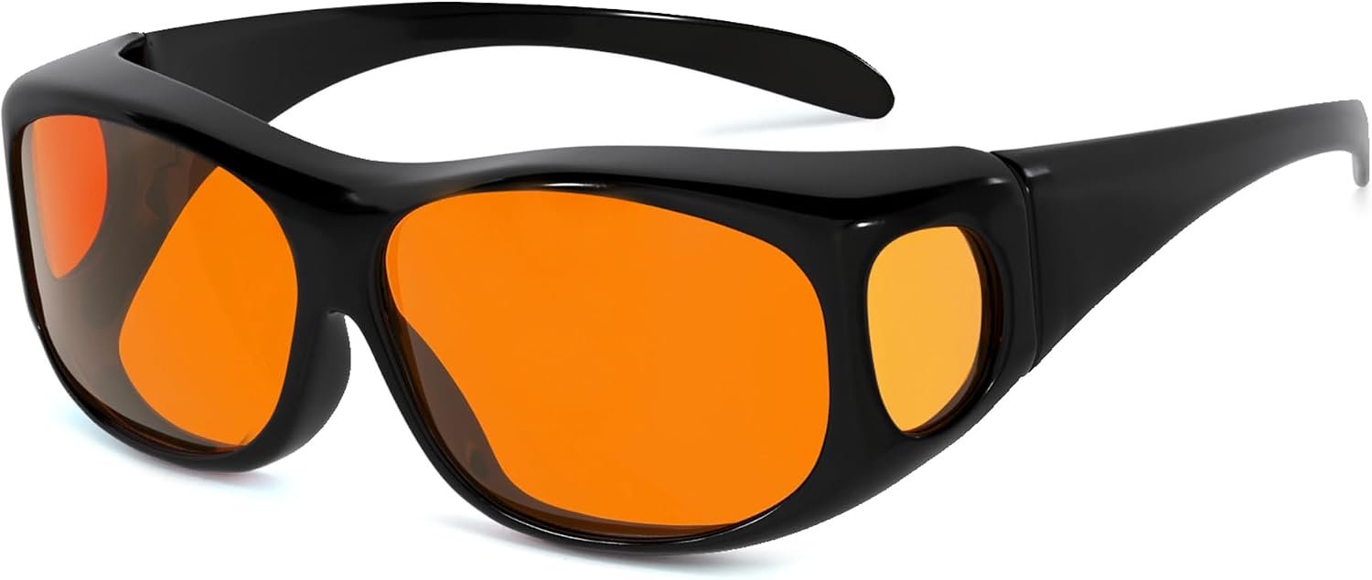 Eyekepper Blue Light Blocking Glasses for Woman Men,Amber Fit over,Blockers | Orange Blueblockers Women,Mens Tinted Computer Gaming Screen Bluelight Blocker, Anti/Filter Blue-light,Oversized,Sleep Womens