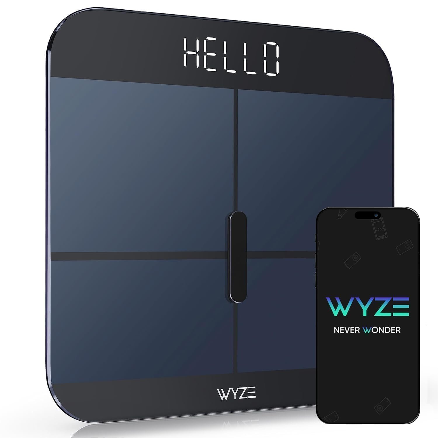 Wyze Smart Scale X Digital Bathroom Scale for Body Weight and Fat (Black) | BMI Muscle Mass Body Composition Scale, ITO Glass, Baby/Pet/Luggage Modes, Batteries Included, Syncs with Fitness Apps