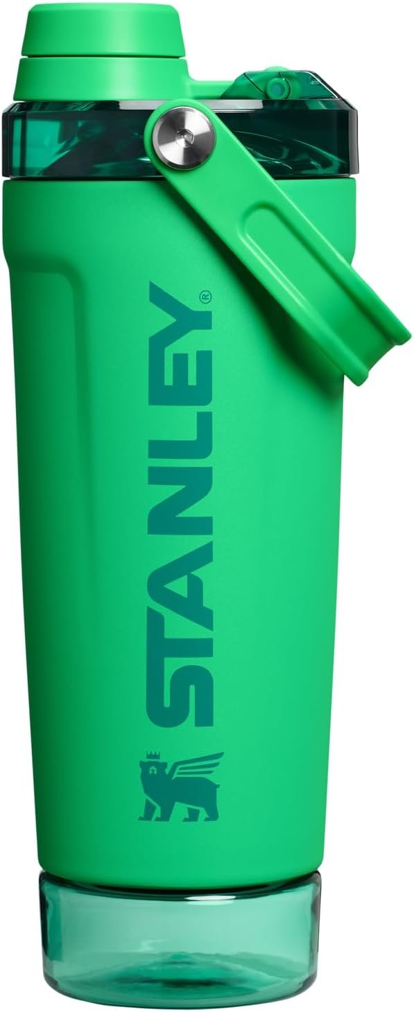 STANLEY Vitalize Shaker Bottle, 20 oz, Meadow | Leakproof Shaker Bottle | Fast-Flow Spout | Removable Strainer | Easy-Grip Handle | Base Container | Double-Wall Insulation
