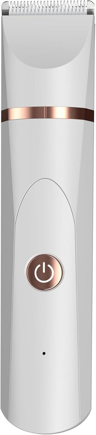 OLOV Electric Body Hair Trimmer – Groin Trimmer for Men – Bikini Trimmer Women – Wet/Dry Shaver Groomer, Replaceable Ceramic Blade Heads, Waterproof Hygiene Razor, White
