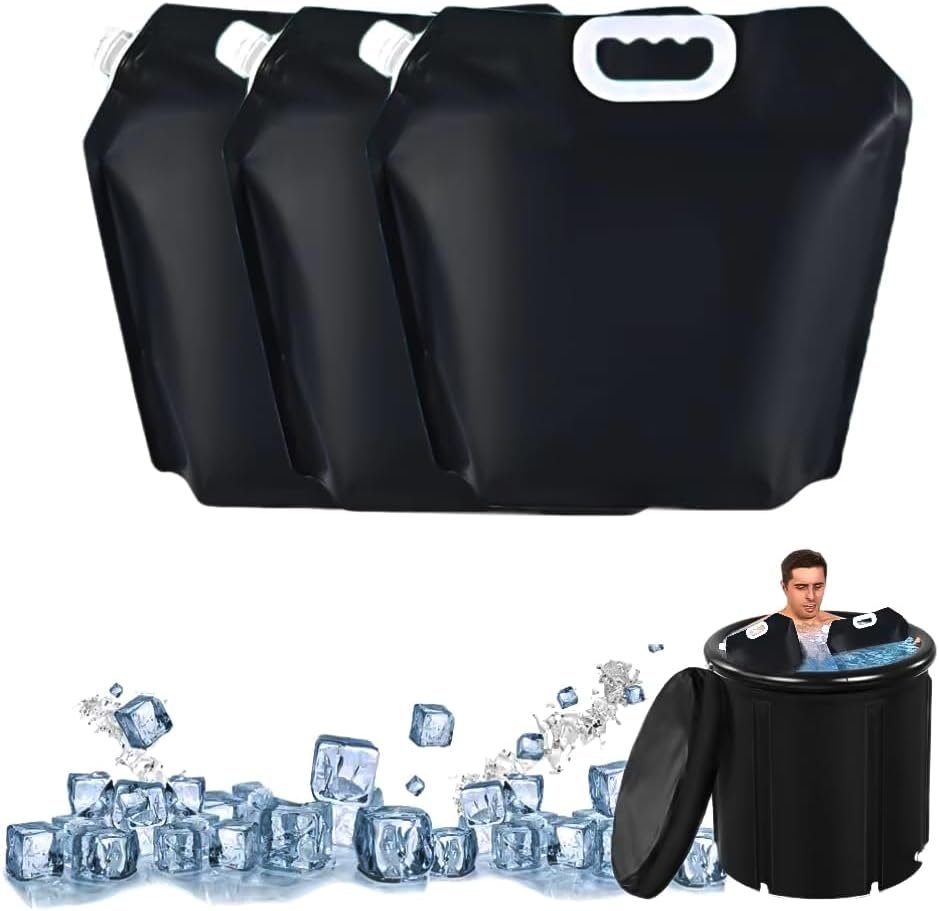 Ice Bath Bags, 5L Black Reusable Cold Plunge Tubs Water Chiller, Leakproof Portable Freezer Water Bags with Quick-Freeze Design, Home & Gym Muscle Recovery Therapy(3 Pack)