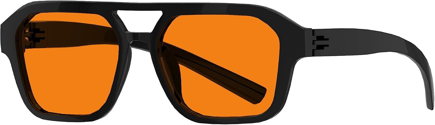 Eyekepper Amber Blue Light Blocking Glasses, Orange Tinted Lens Men Women | Green/Bluelight Blockers for Gaming/Sleep, Computer Screen Glare Blocker, Metalless Pilot Design, Screwless Spring Hinges
