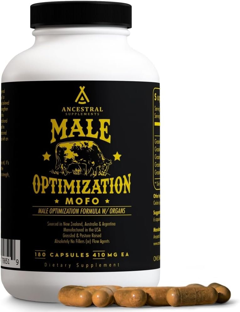 Ancestral Supplements Mofo Men’s Beef Organ Capsule Supplement, 180 Ct | Male Optimization beef organ blend with liver supports men’s performance, energy, hormone balance and overall health.