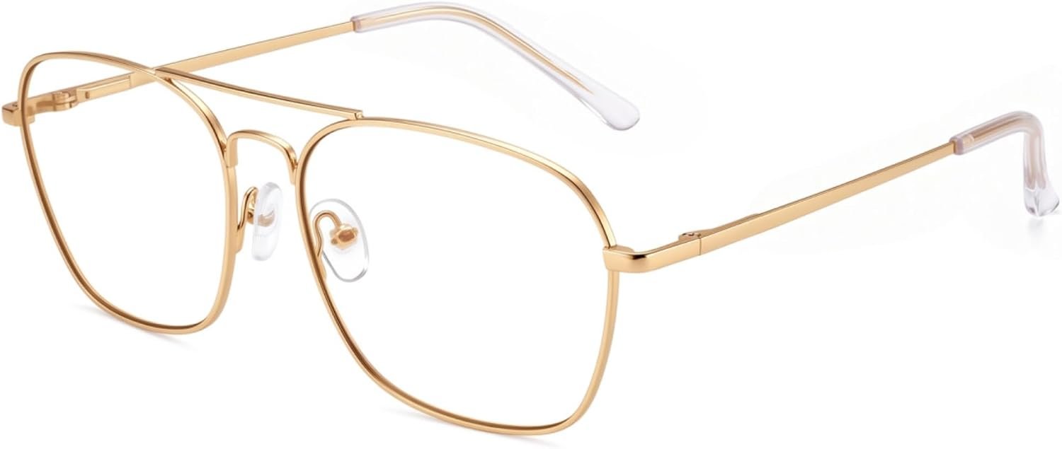 JM Aviator Blue Light Blocking Computer Glasses, Square Eye Protect Video Eyeglasses Anti Glare Men Women
