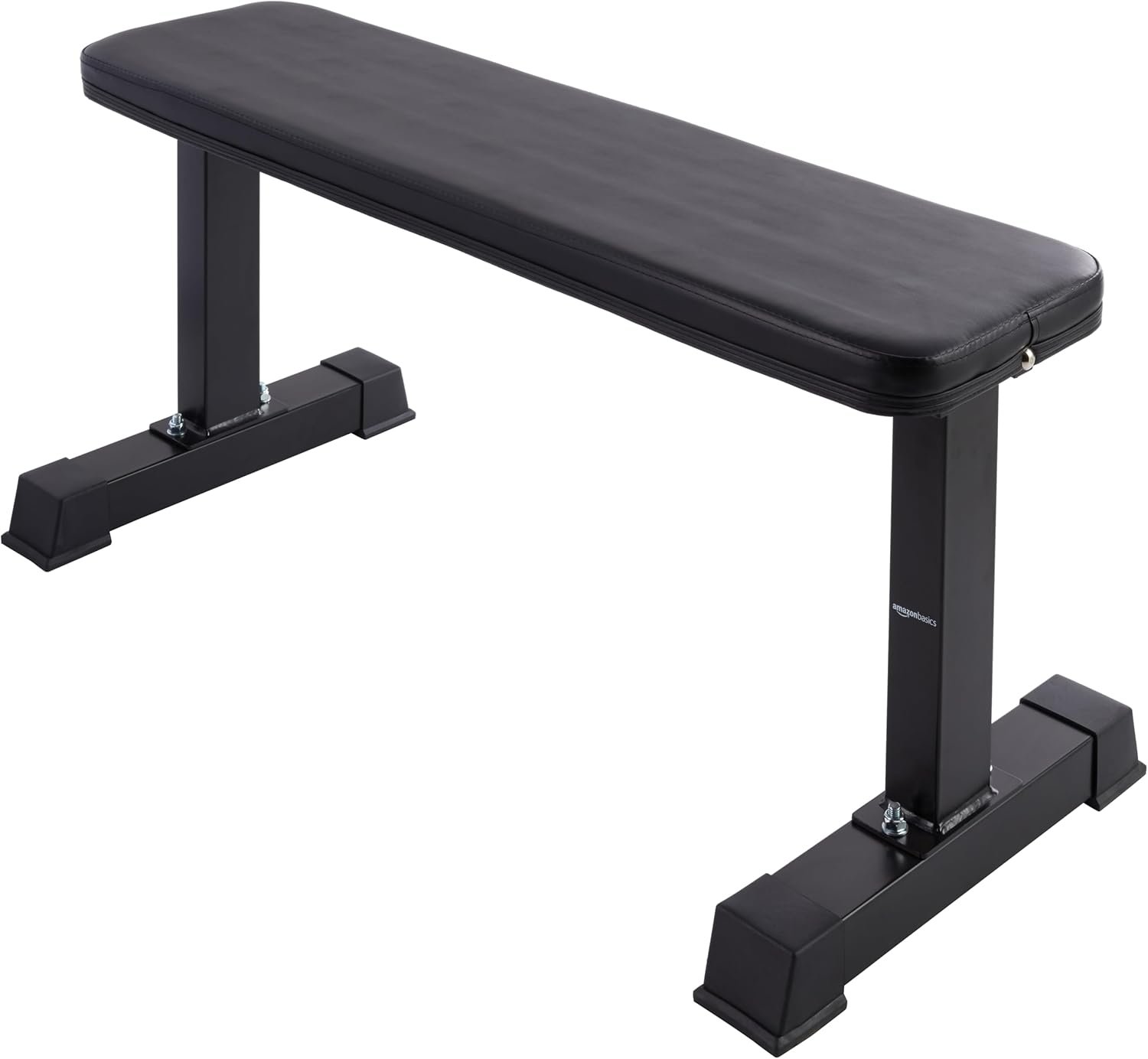 Amazon Basics Sturdy Flat Weight Bench for Home Gym, Strength Training, Stable Assembly, Black