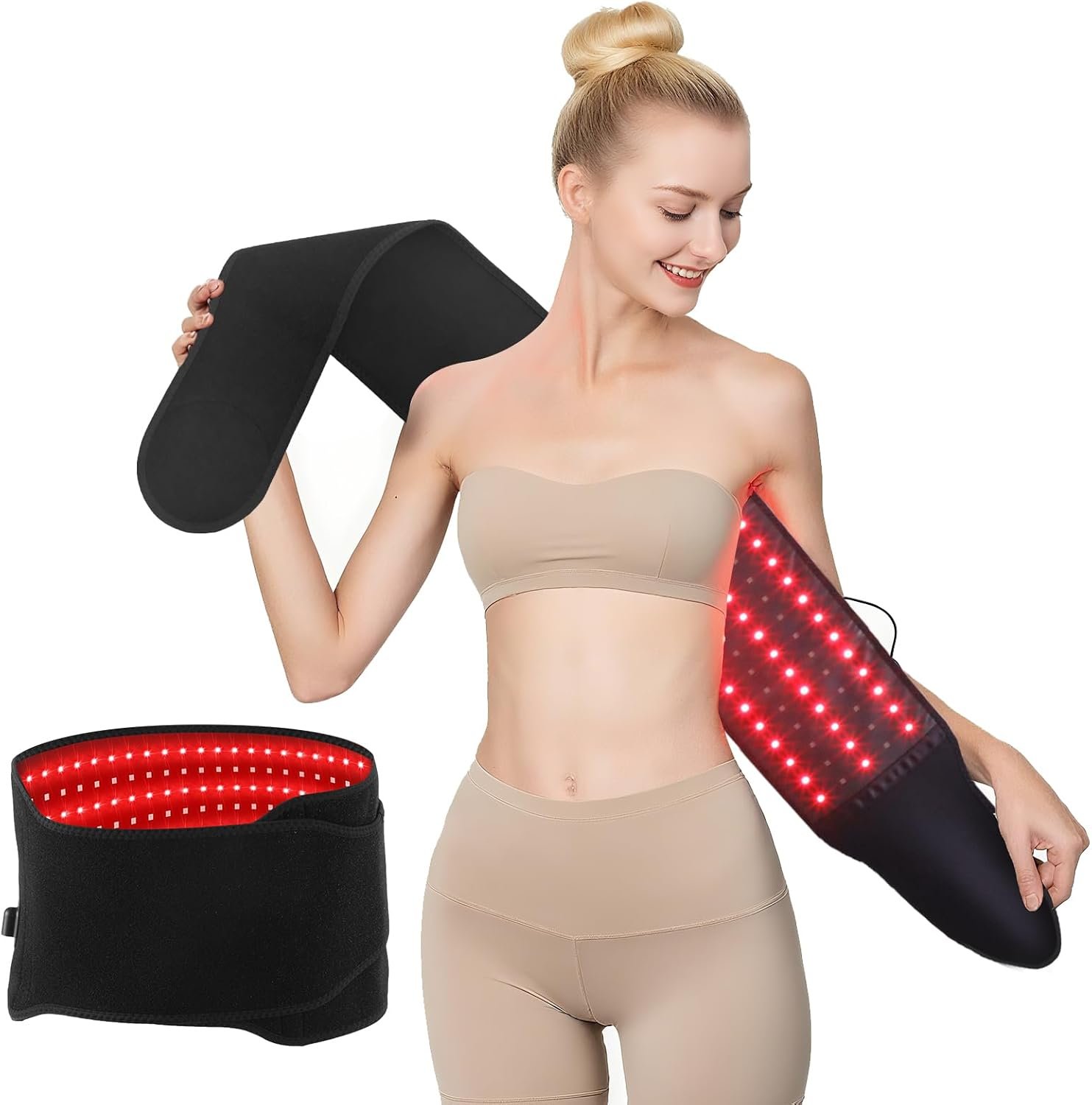 Red Light Therapy for Body, Infrared Red Lights Belt 660nm & 850nm Infra LEDs Light for Body Back Knee Hands Waist Relax, Birthday Christmas Gift for Women Men Mom Father Lover 21.45*7.09 Inch