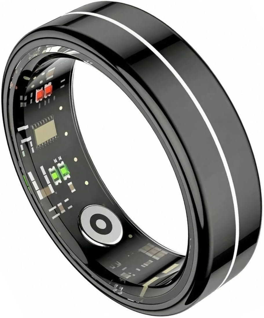 Smart Ring Health Tracker for Women Men, 24/7 Health Monitor(Heart Rate/Blood Oxygen/ HRV/Stress/Sleep Tracker) Waterproof Multisports Fitness Ring with Dedicated APP No Subscription Fee (Black, 11#)